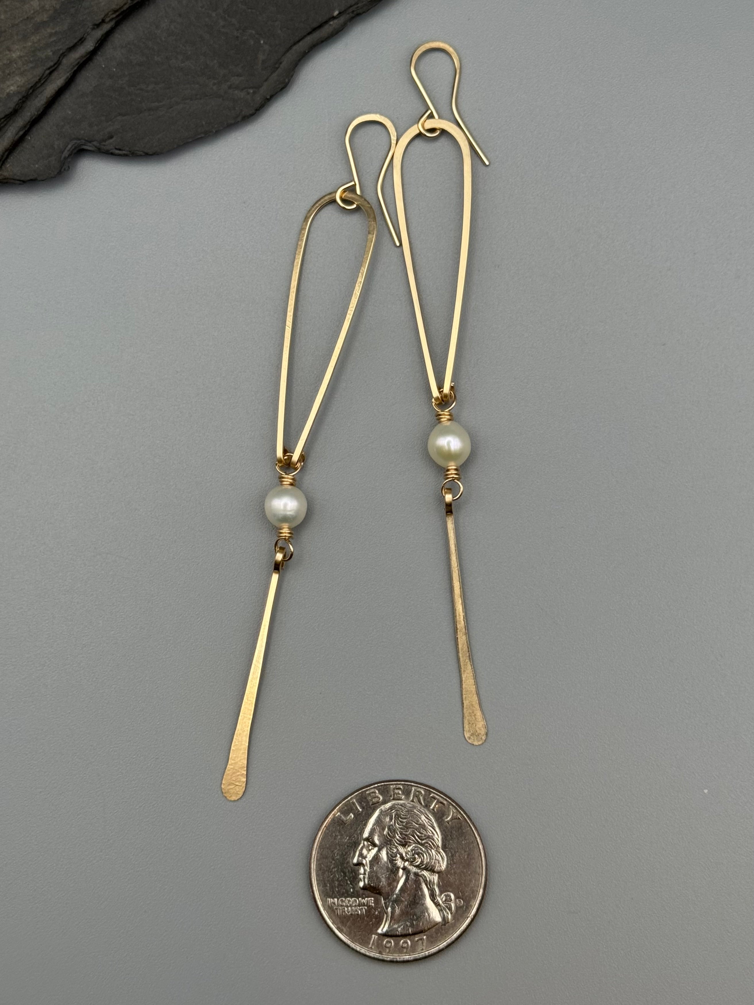 •DRIP• pearl + gold dangle earrings