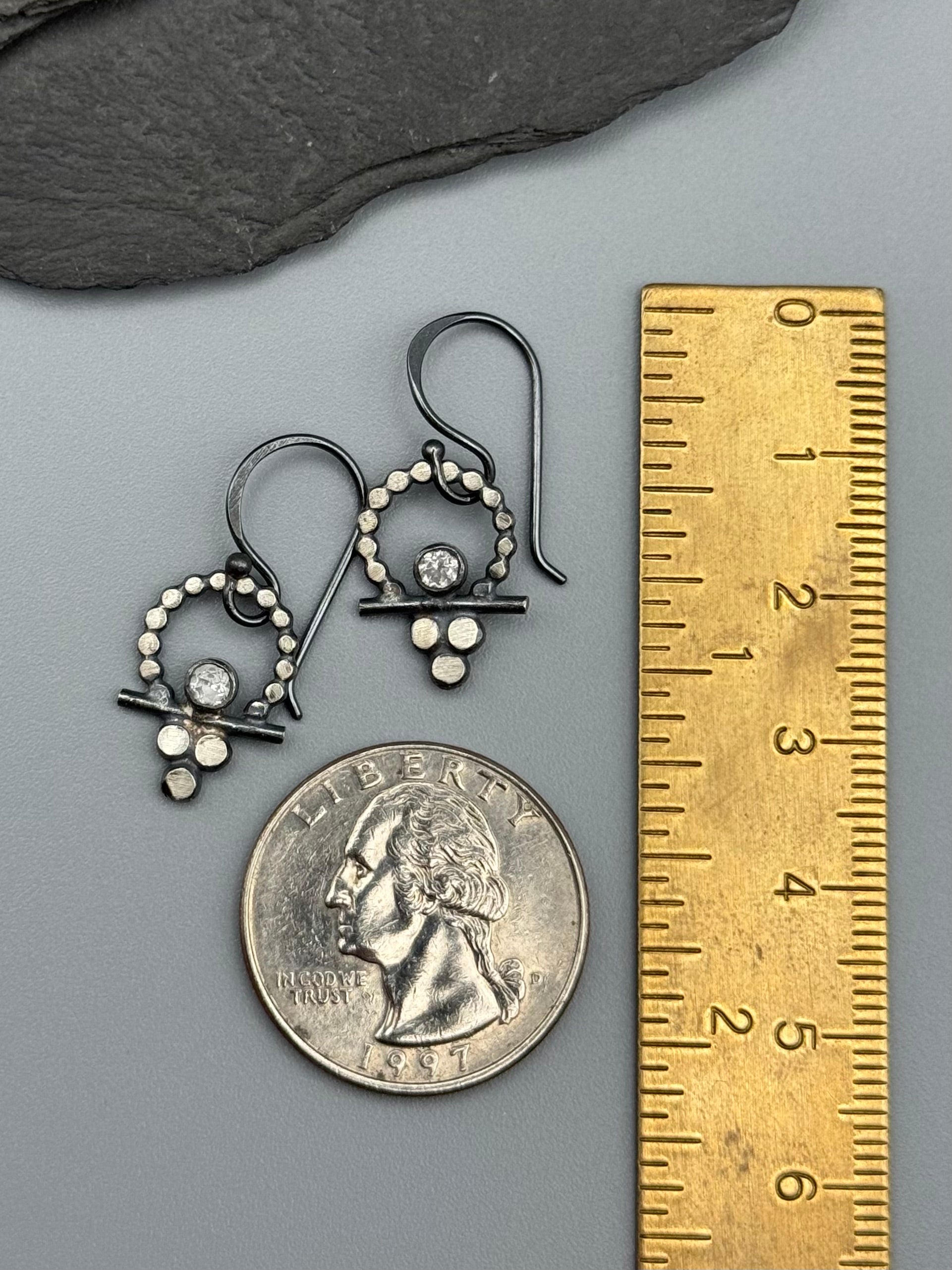 •BALANCE• white topaz + silver dangle earrings