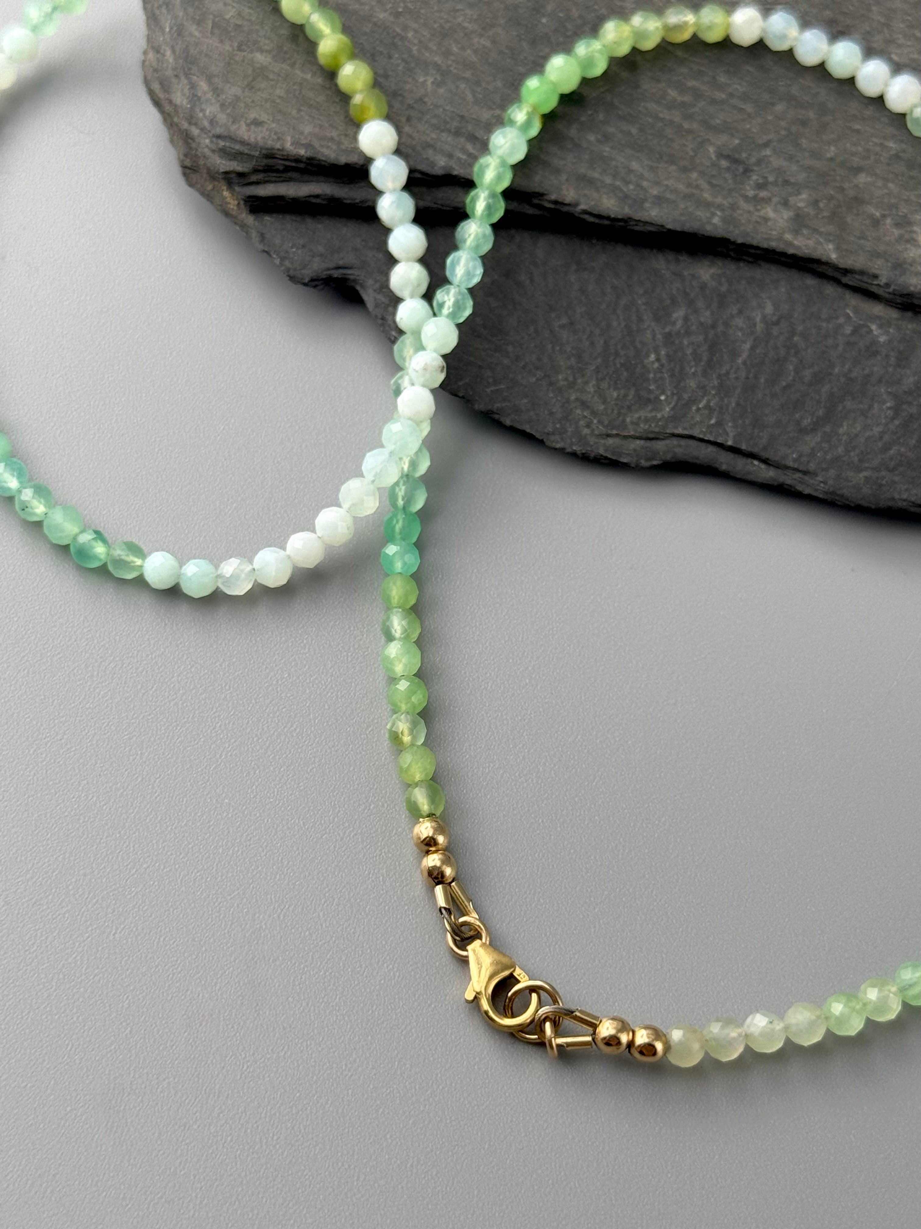 •STRAND• australian chrysoprase + gold beaded necklace (16.5" long)