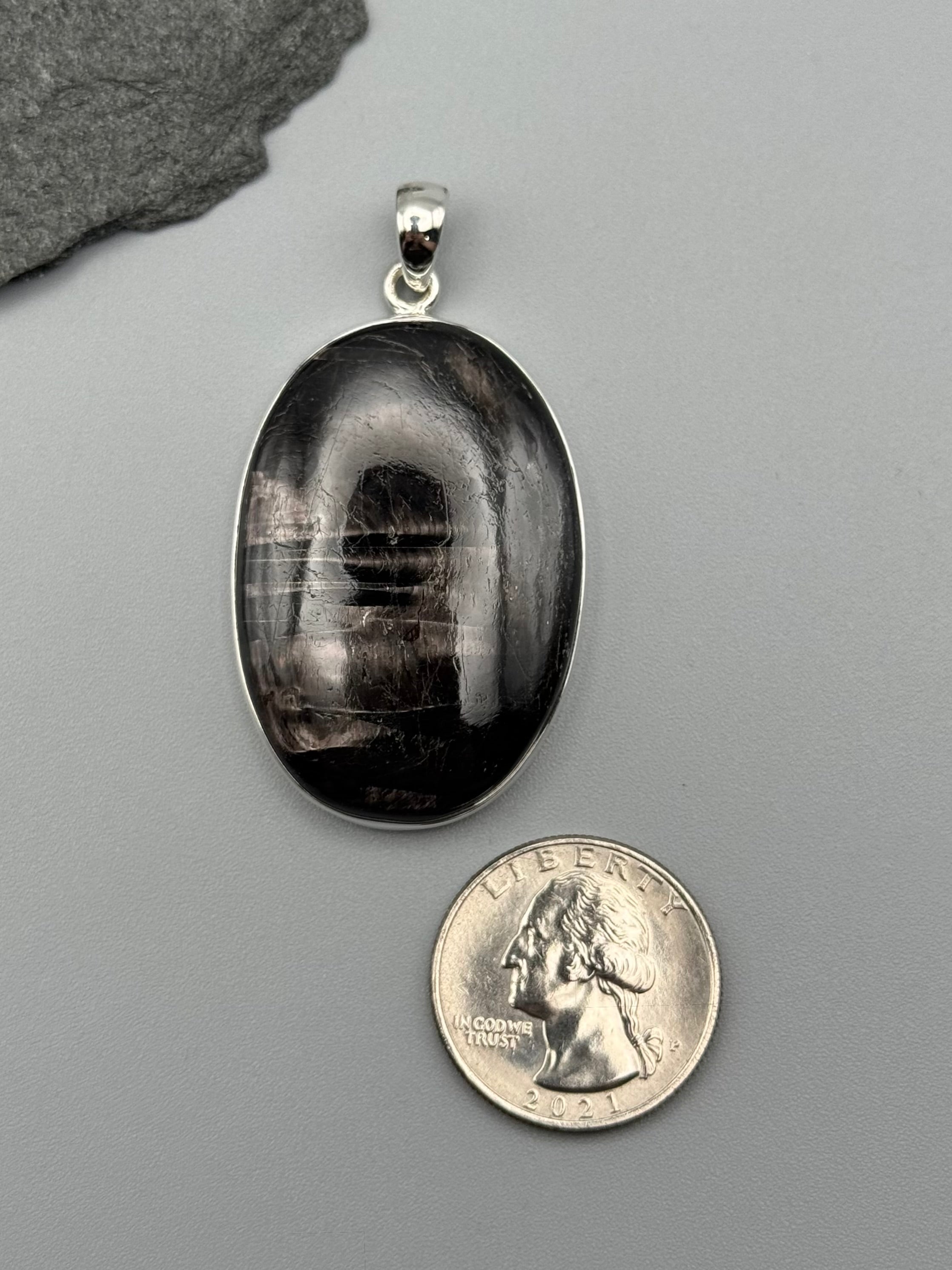 •HYPERSTHENE - OVAL• sterling silver pendant
