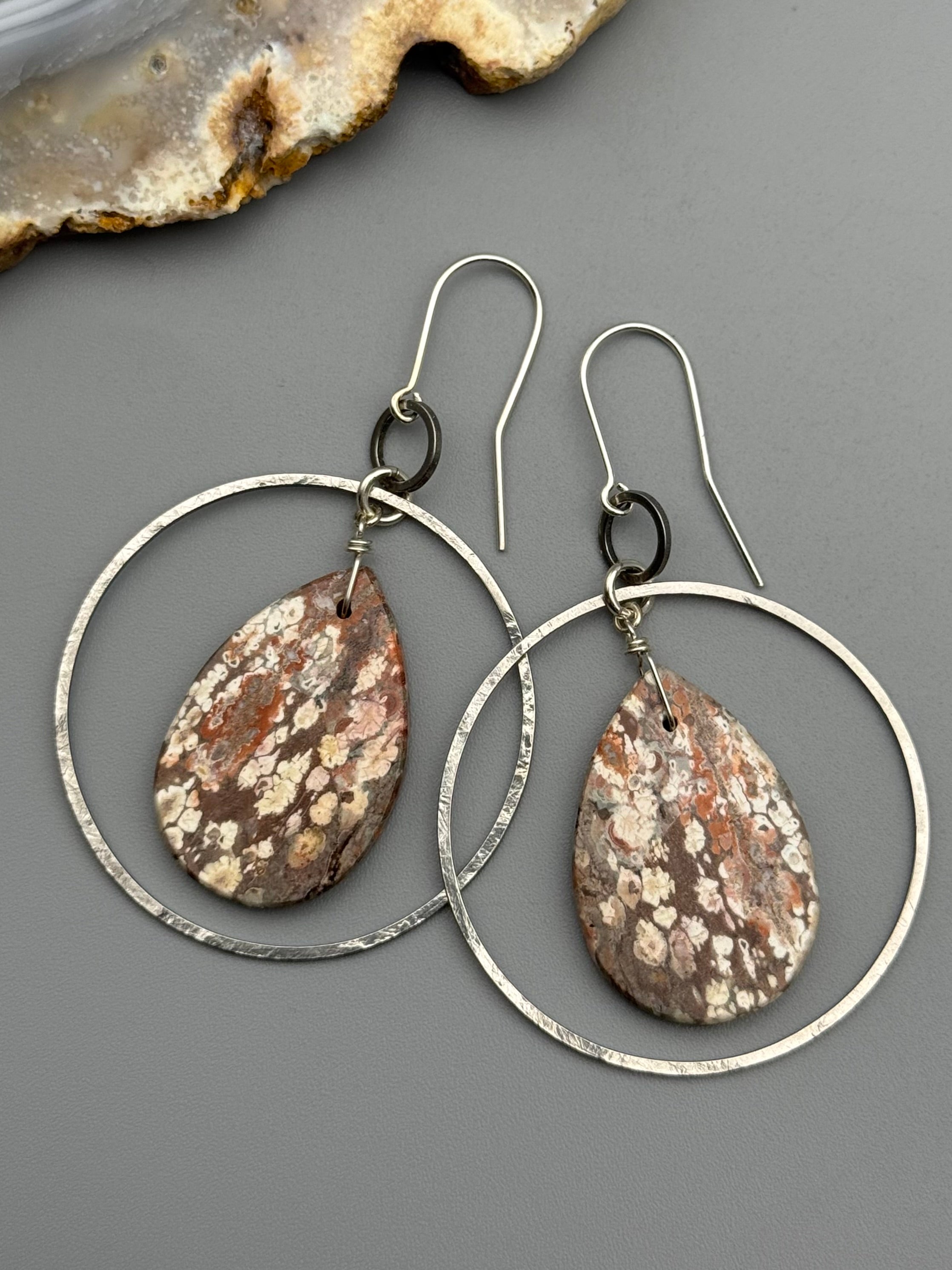 •EQUA-ORBIT• jasper teardrop + silver earrings