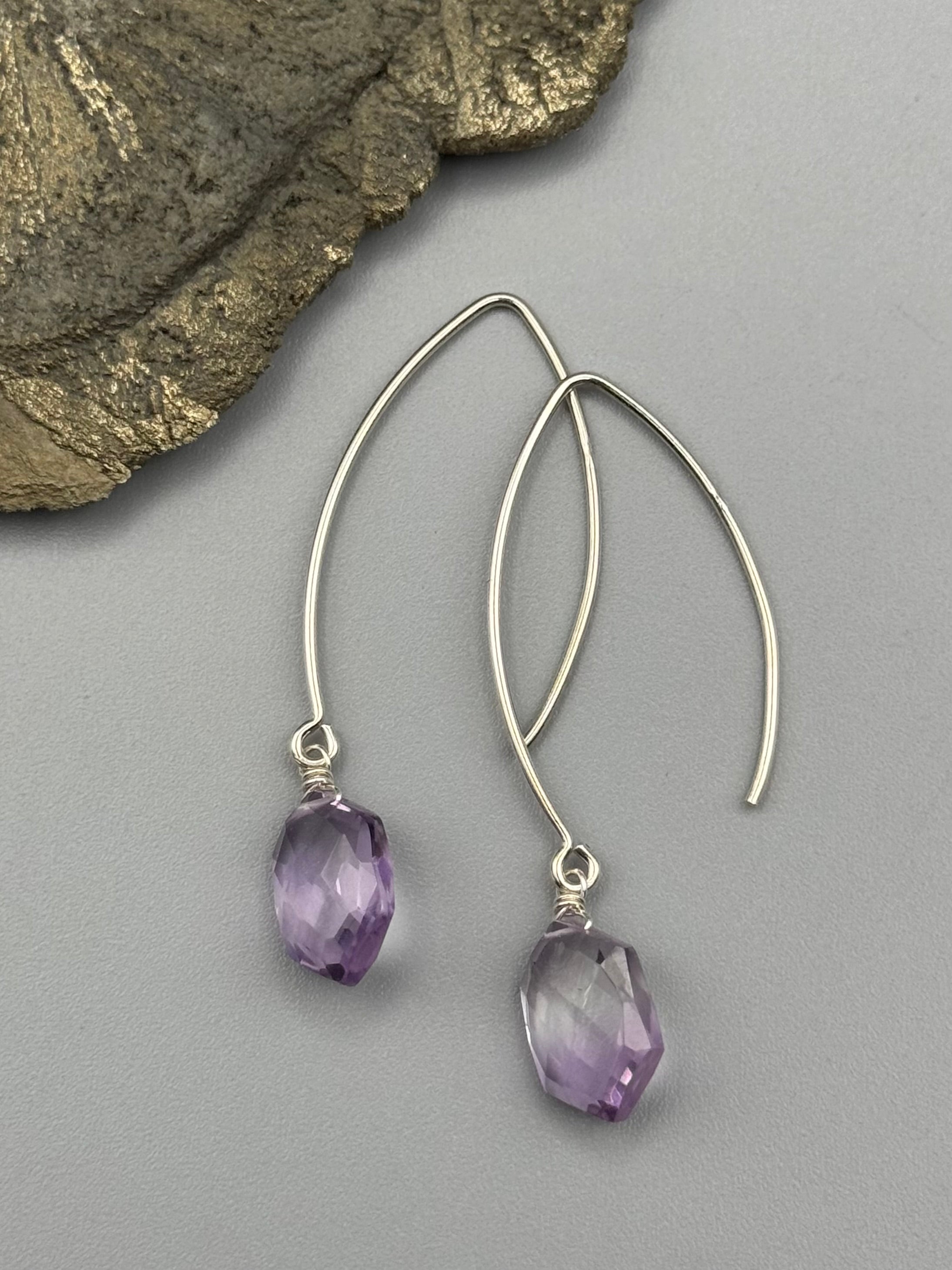 •STRAY• amethyst hex + silver earrings