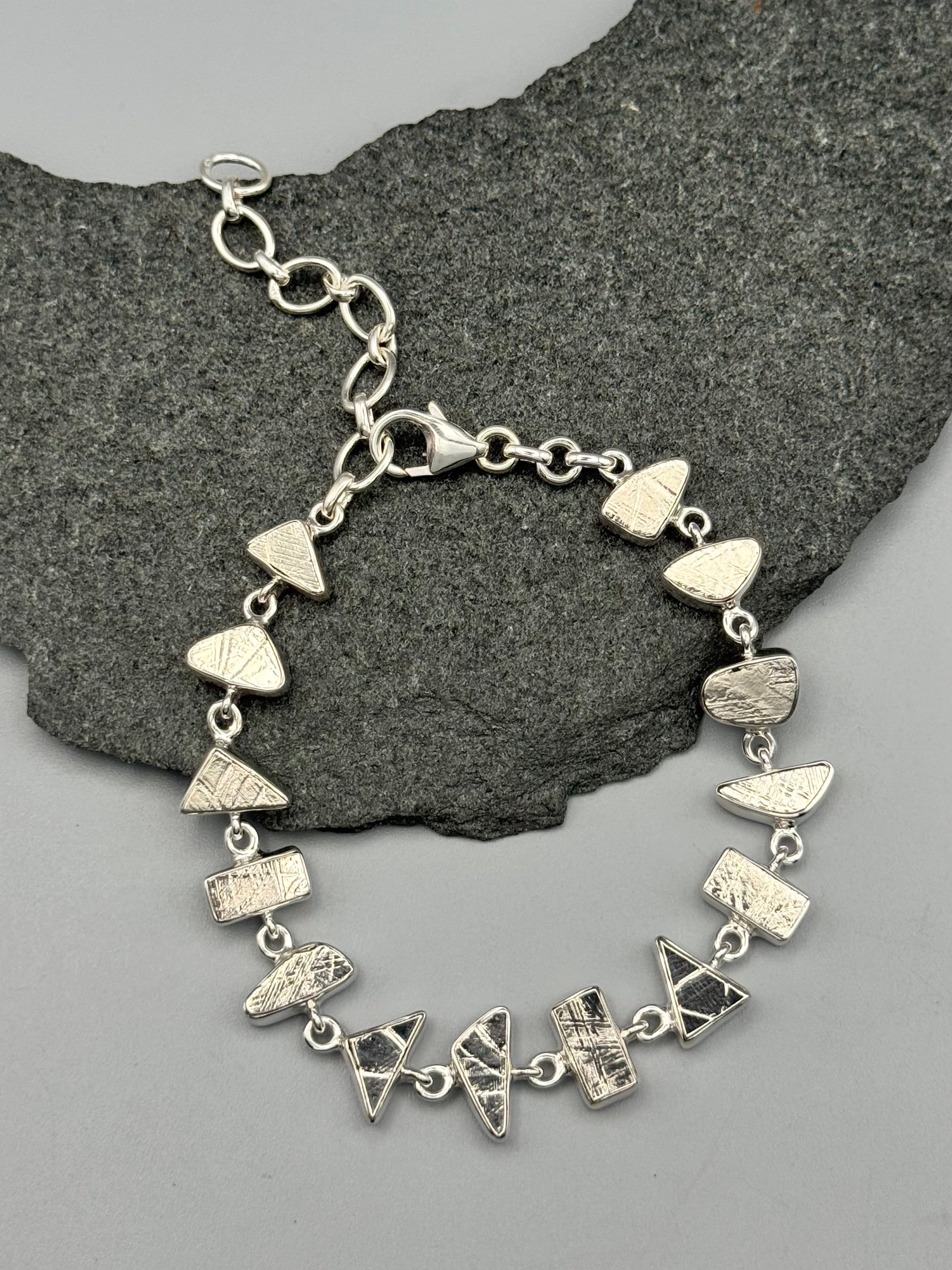 •METEORITE - GEO MIX• linked silver bracelet (7.25" - 9")