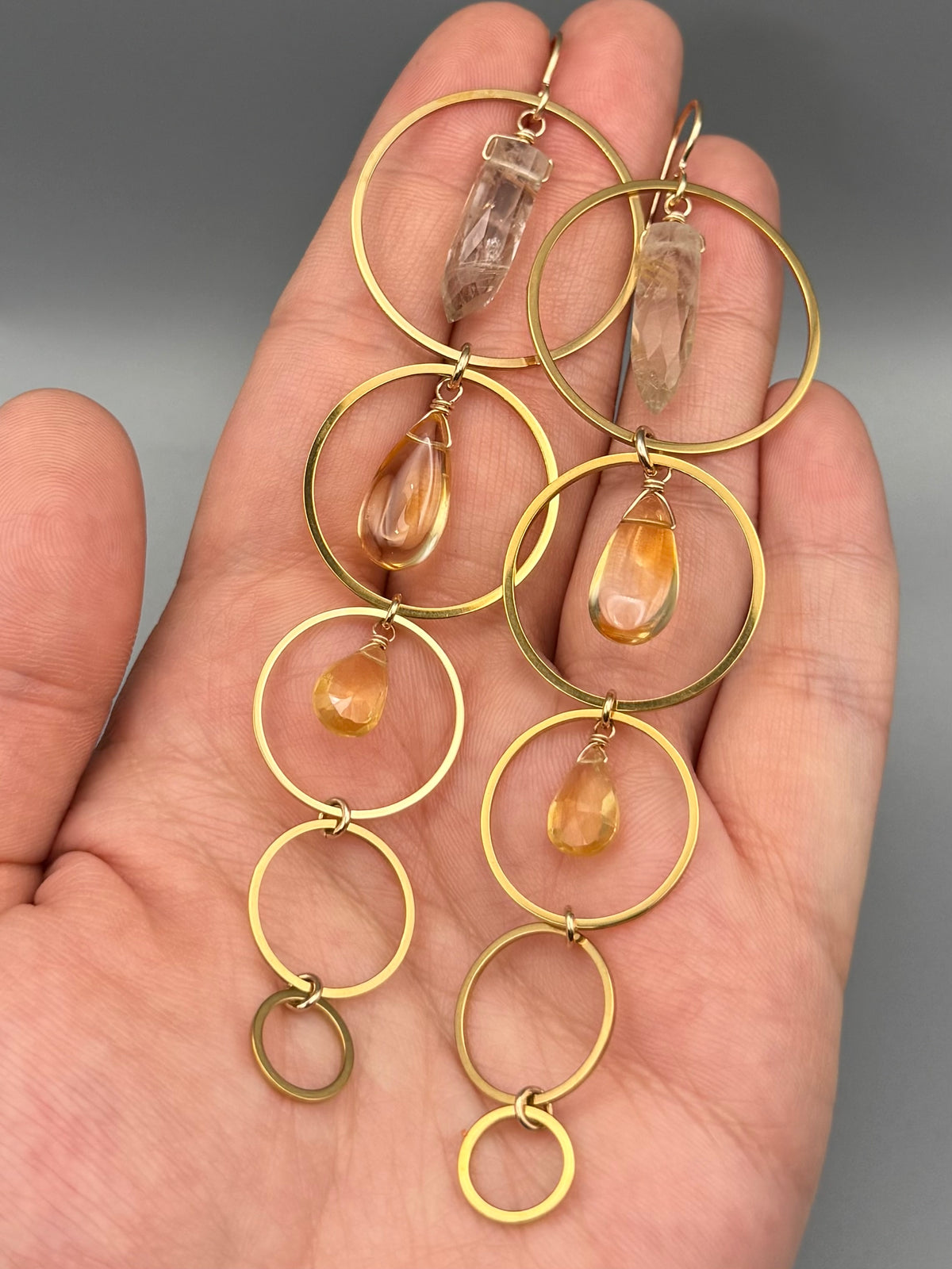 •TEN OF CUPS• rutilated quartz + citrine gold earrings