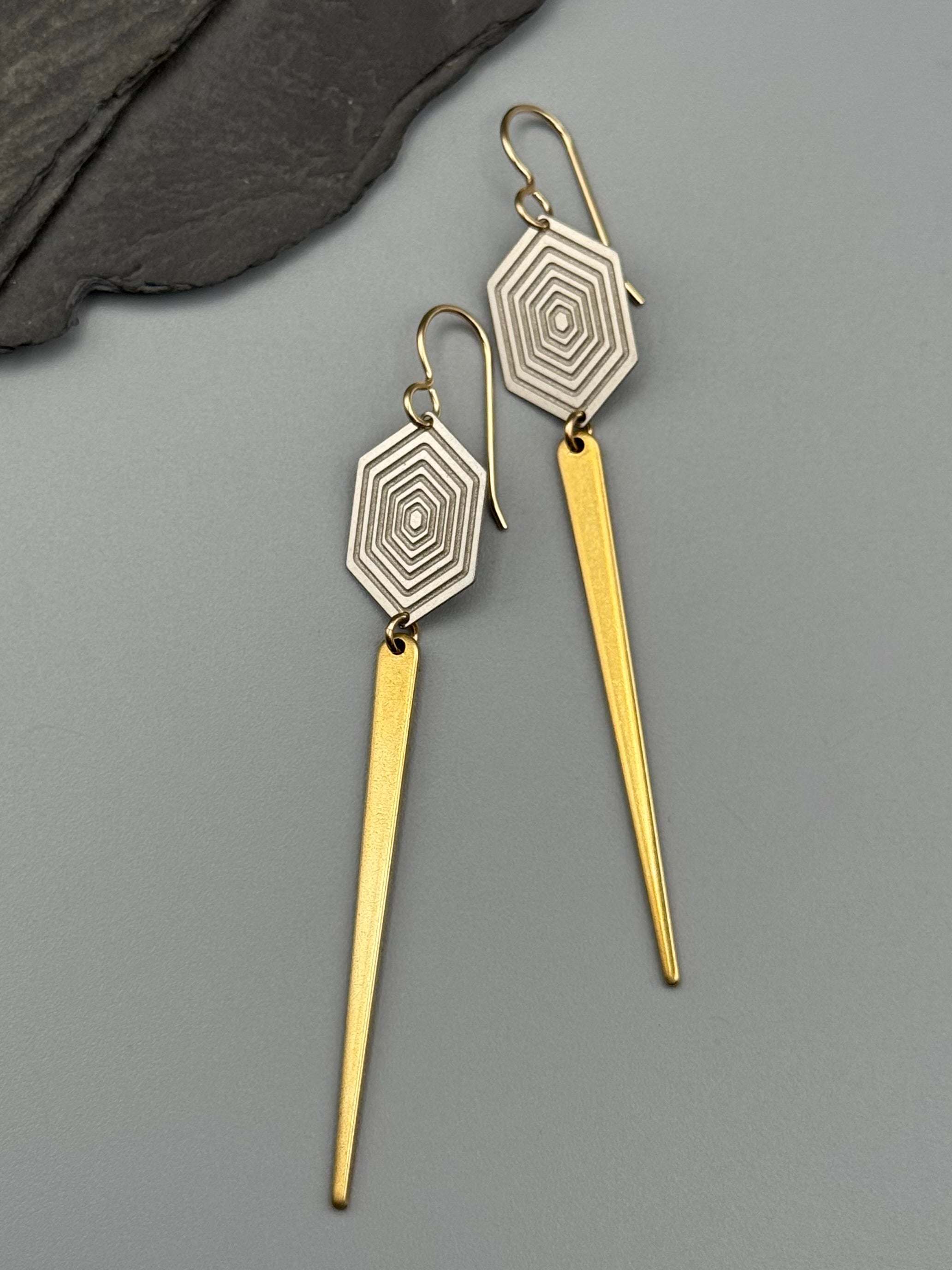 •HEX DAGGERS• mixed metal dangle earrings