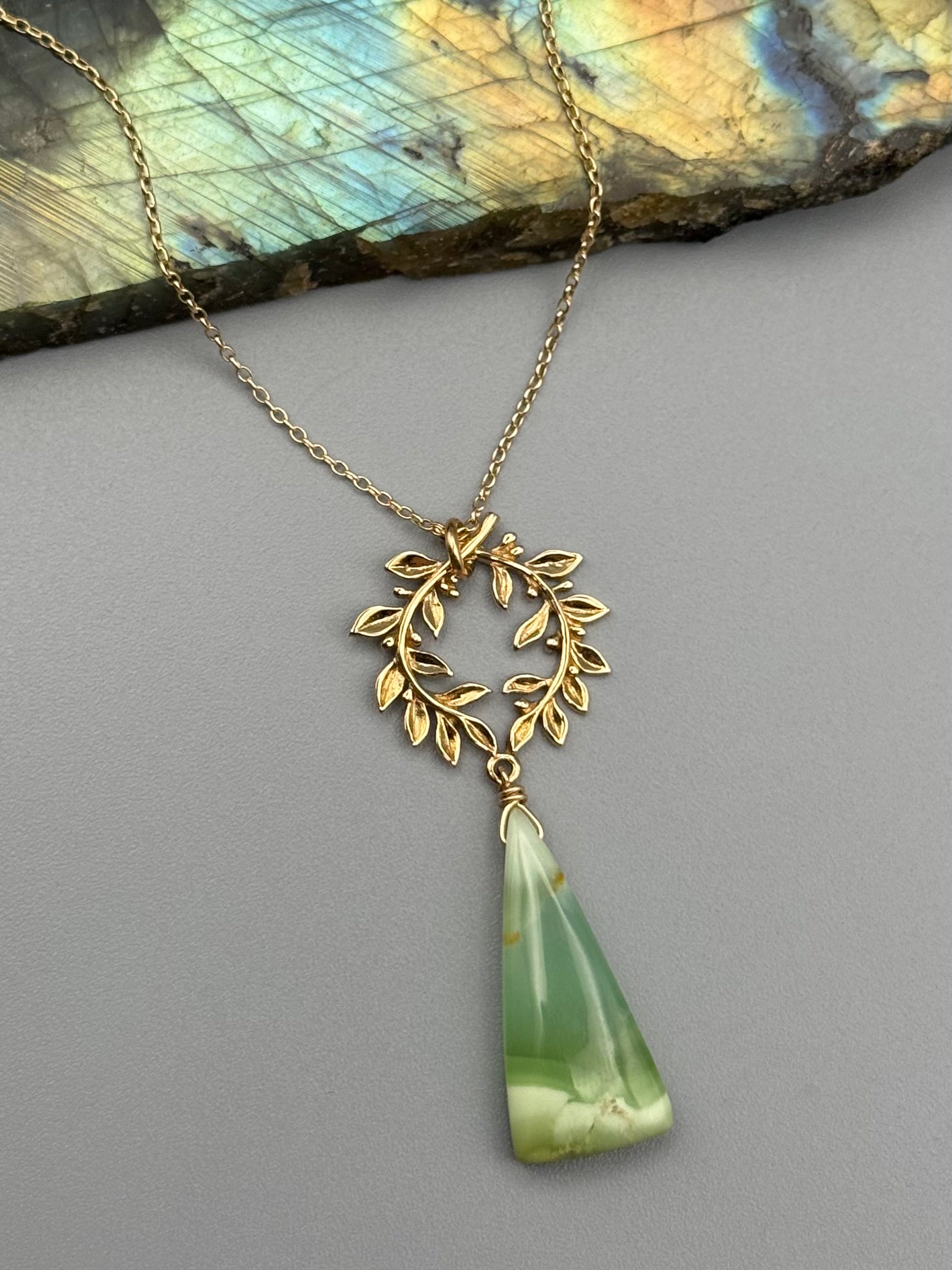 •ALCHEMY• chrysoprase + gold necklace (18"-20" long)