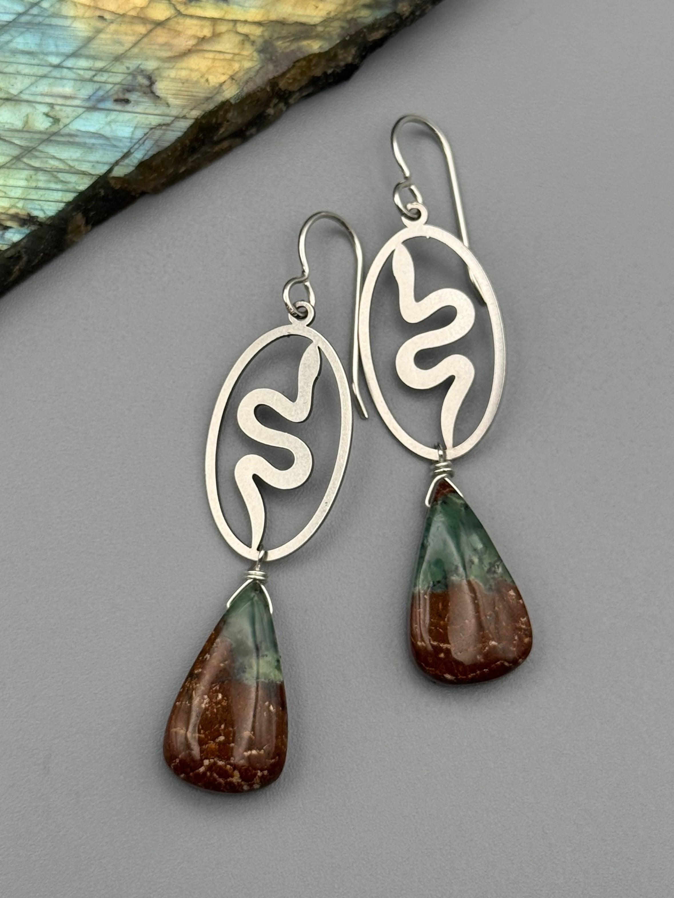 •SLITHER• chrysoprase + silver earrings