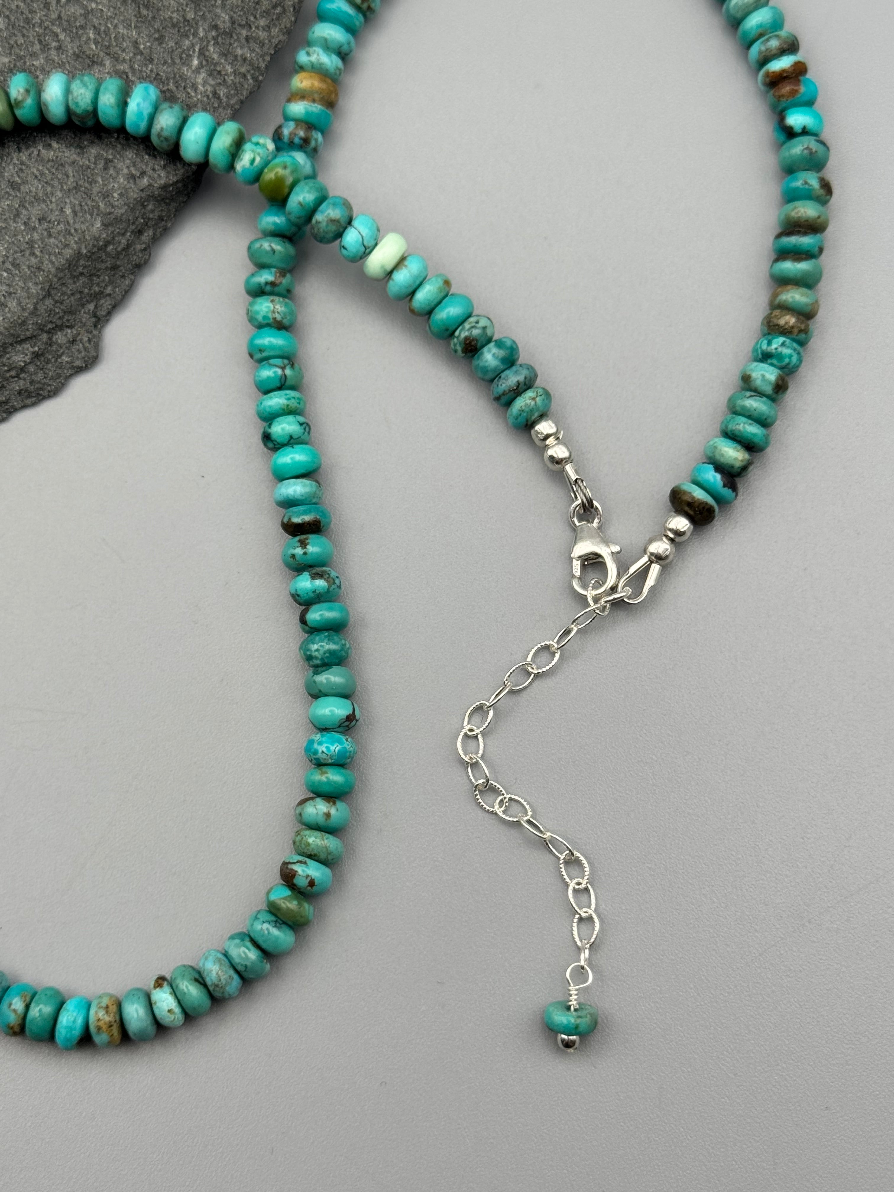 •HUBEI TURQUOISE - STRAND• silver beaded necklace (17" - 19" long)