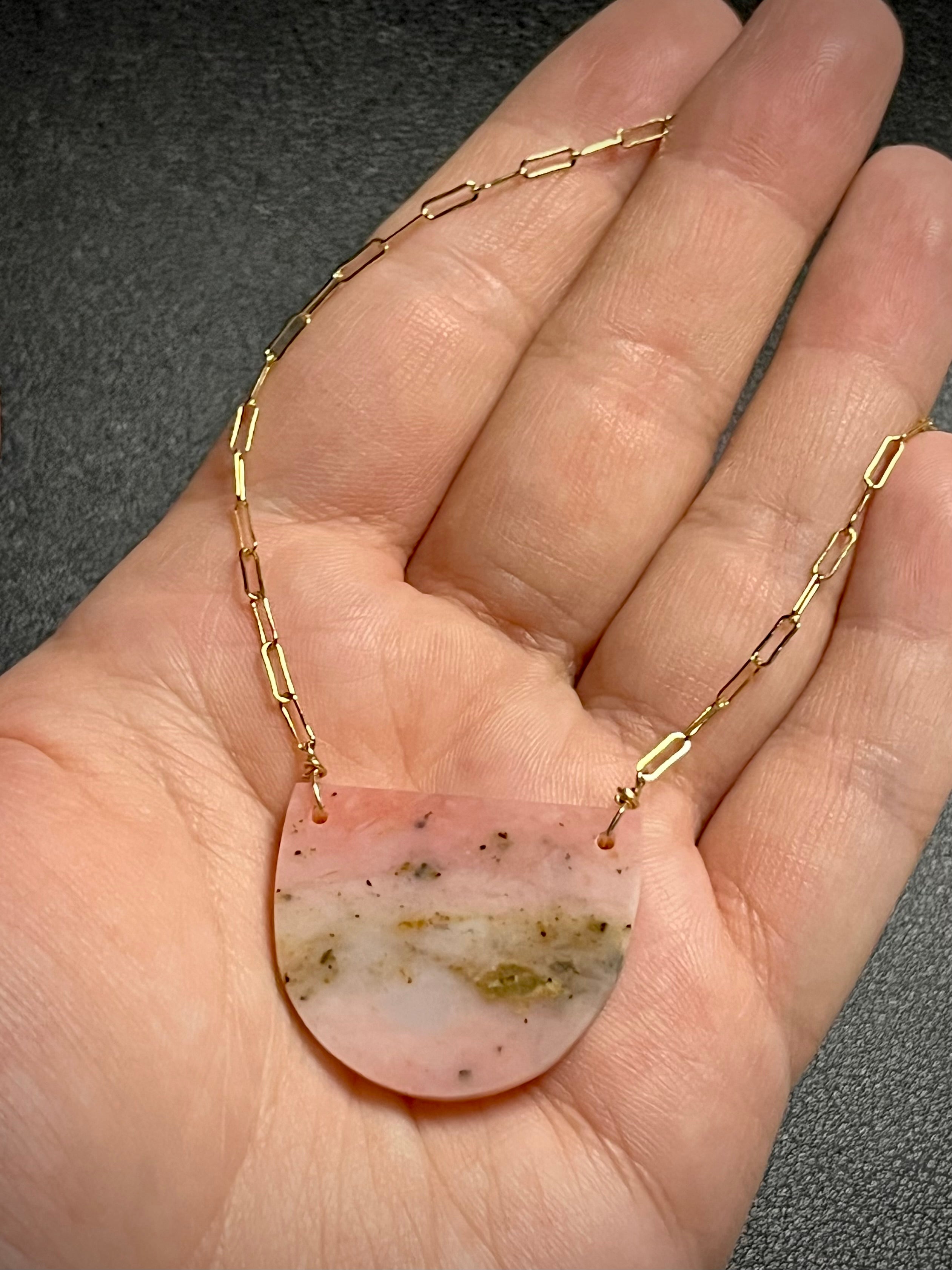 •AEON• pink opal + gold necklace (16"-18")
