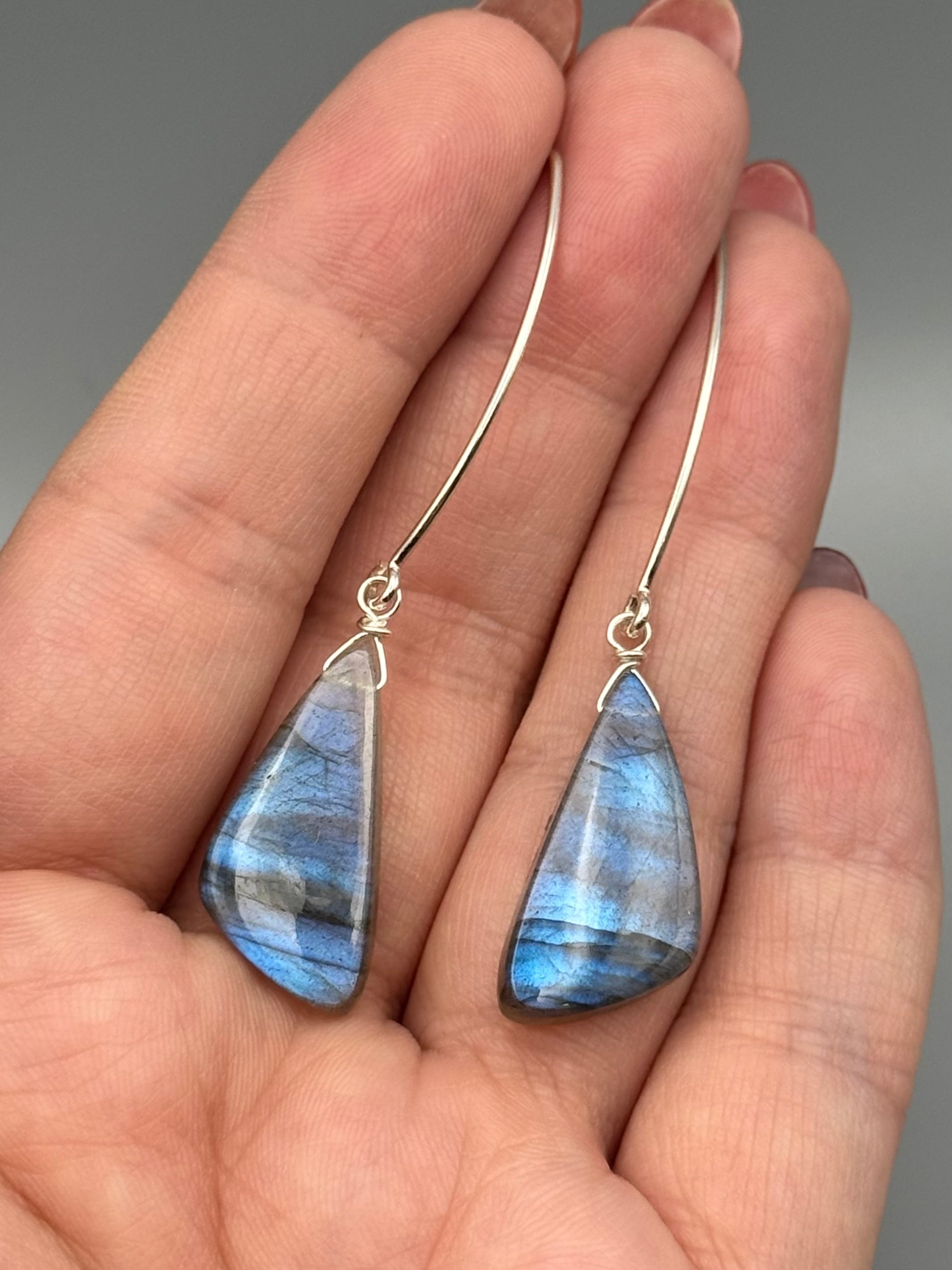 •STRAY• labradorite wing + silver earrings