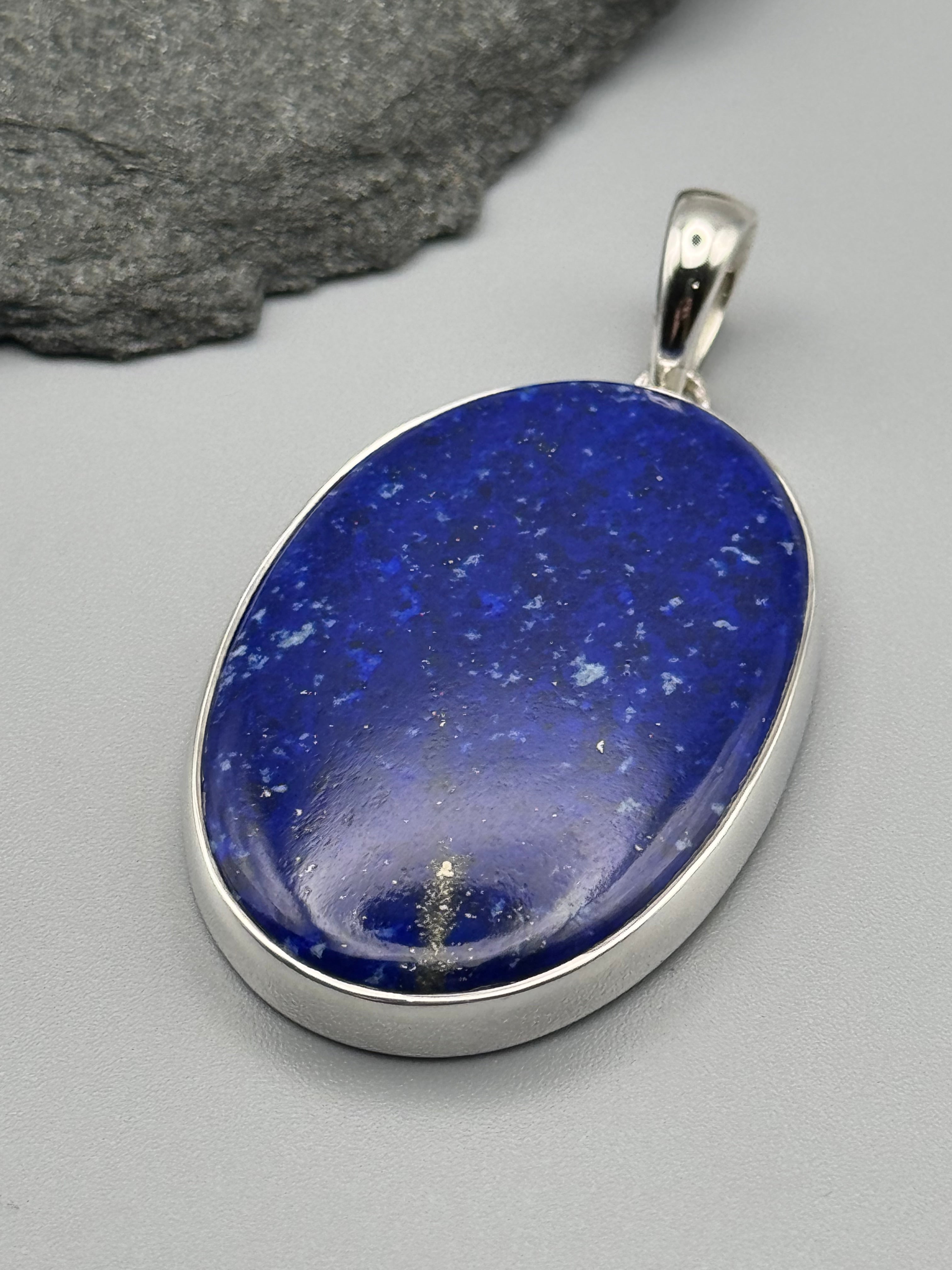 •LAPIS LAZULI - LARGE OVAL• sterling silver pendant