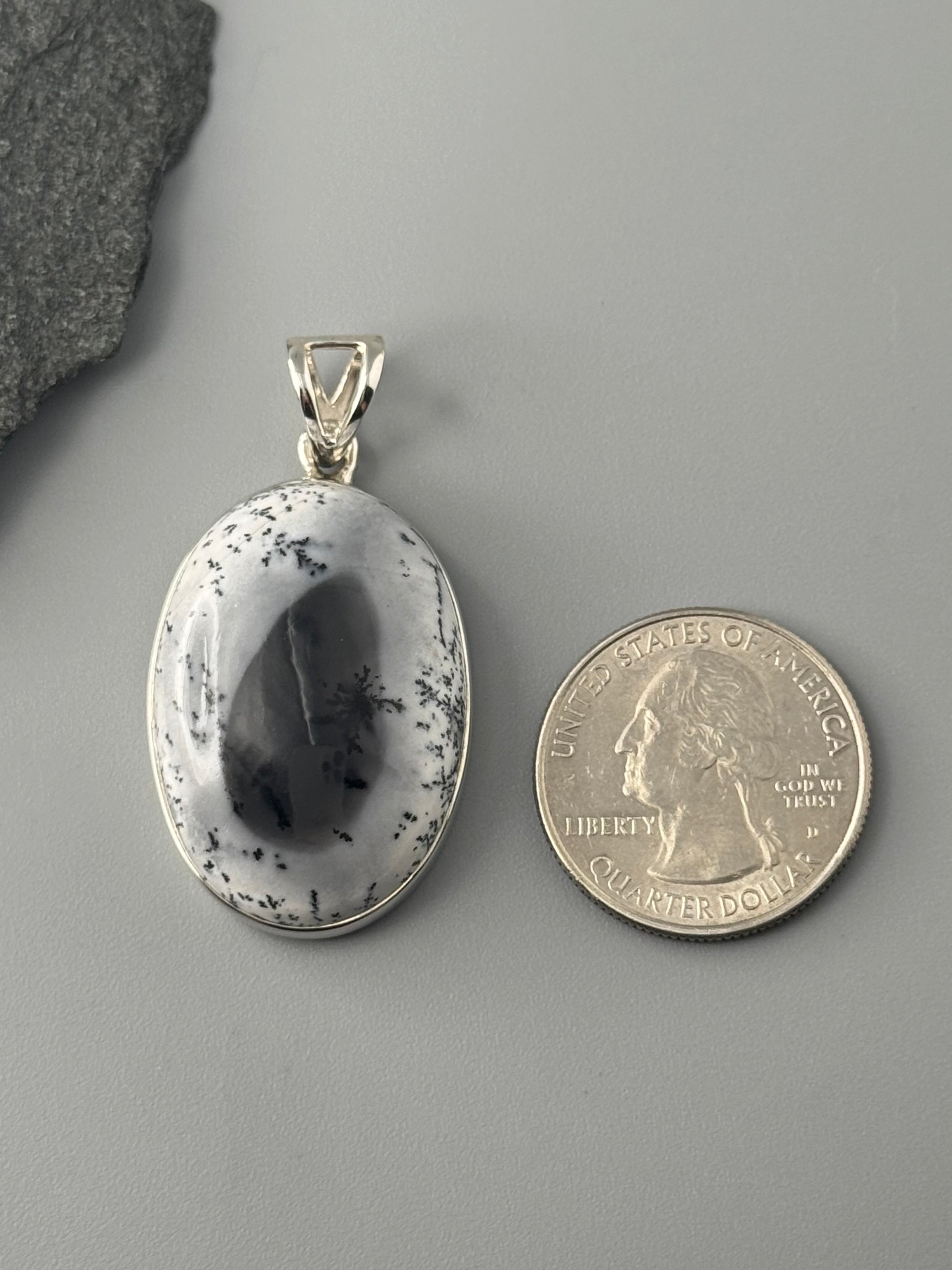 •DENDRITIC OPAL - SMALL OVAL• sterling silver pendant