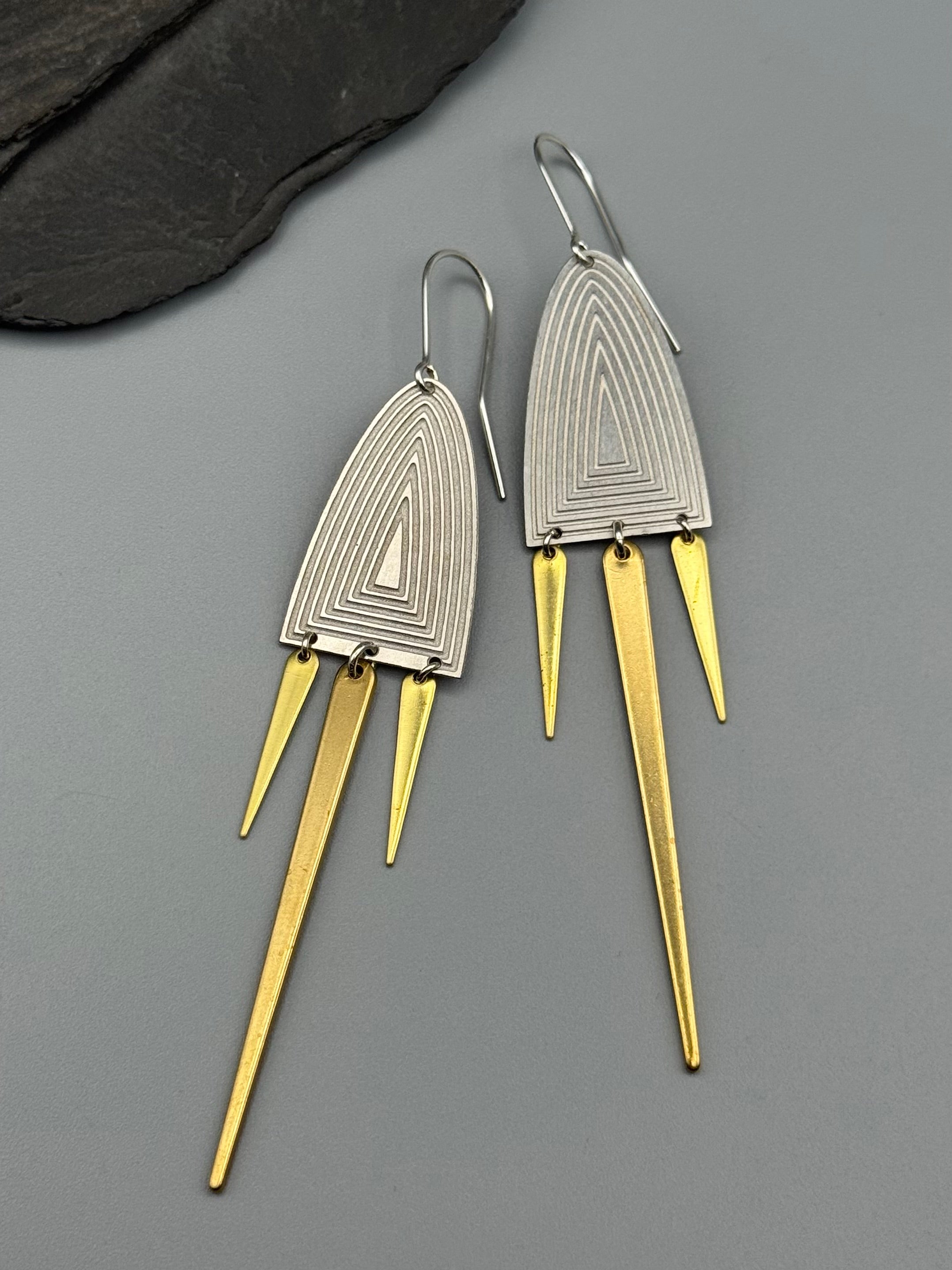 •PORTAL CASCADE• mixed metal dangle earrings