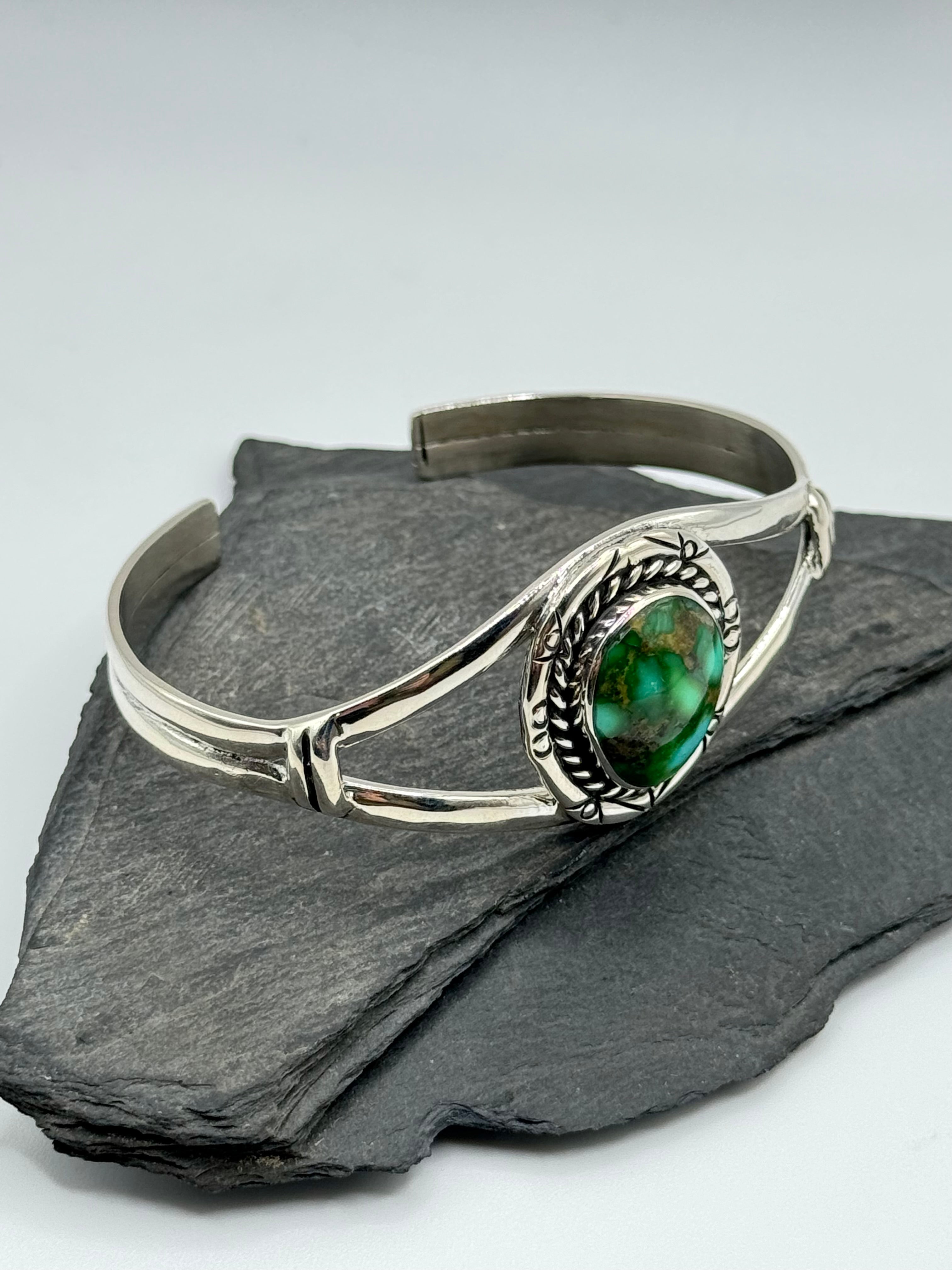 •SONORAN GOLD TURQUOISE• Navajo silver cuff bracelet (7" +/-)