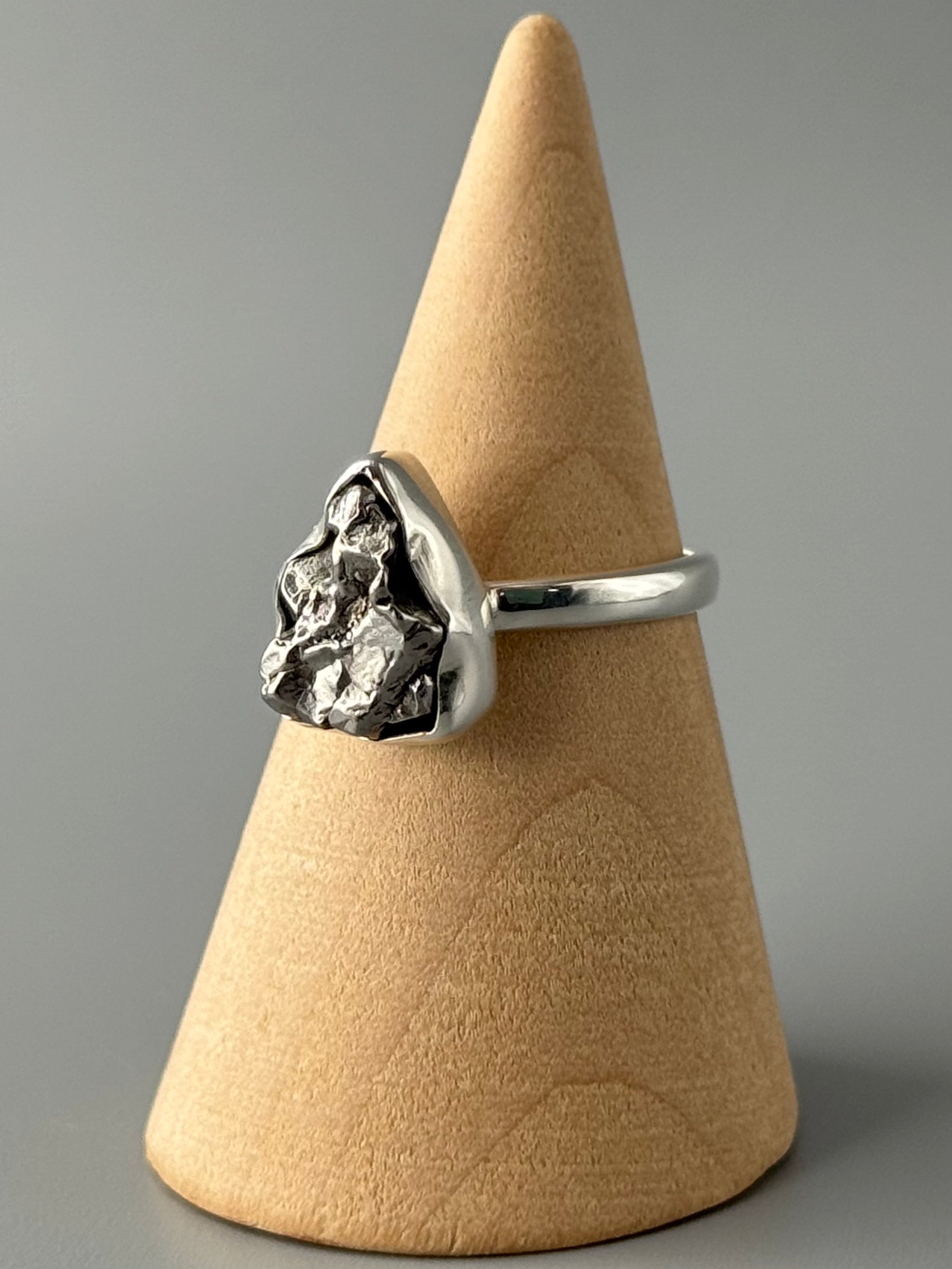 •METEORITE - FREEFORM - 2• simple bezel silver ring (various sizes)