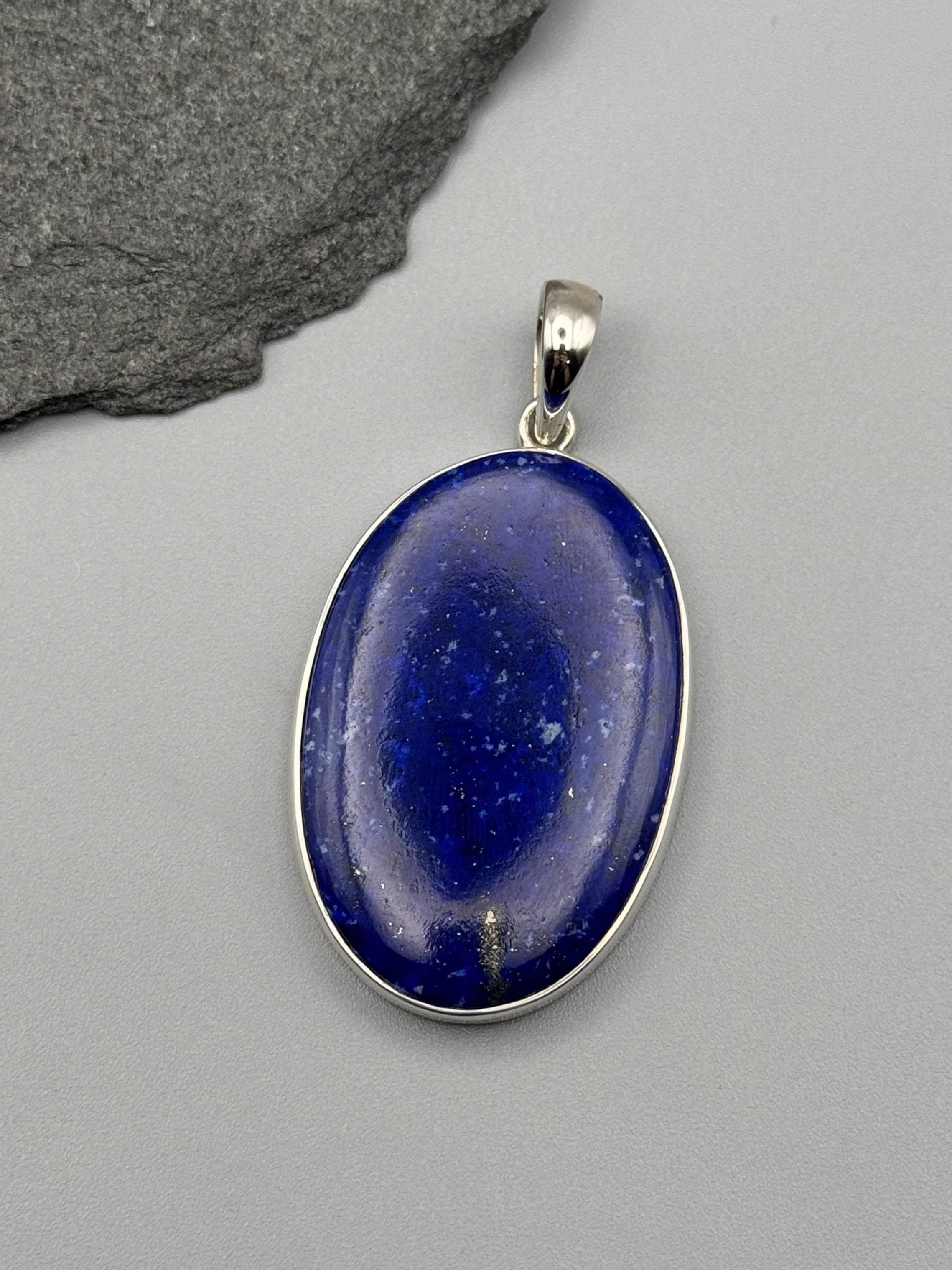 •LAPIS LAZULI - LARGE OVAL• sterling silver pendant
