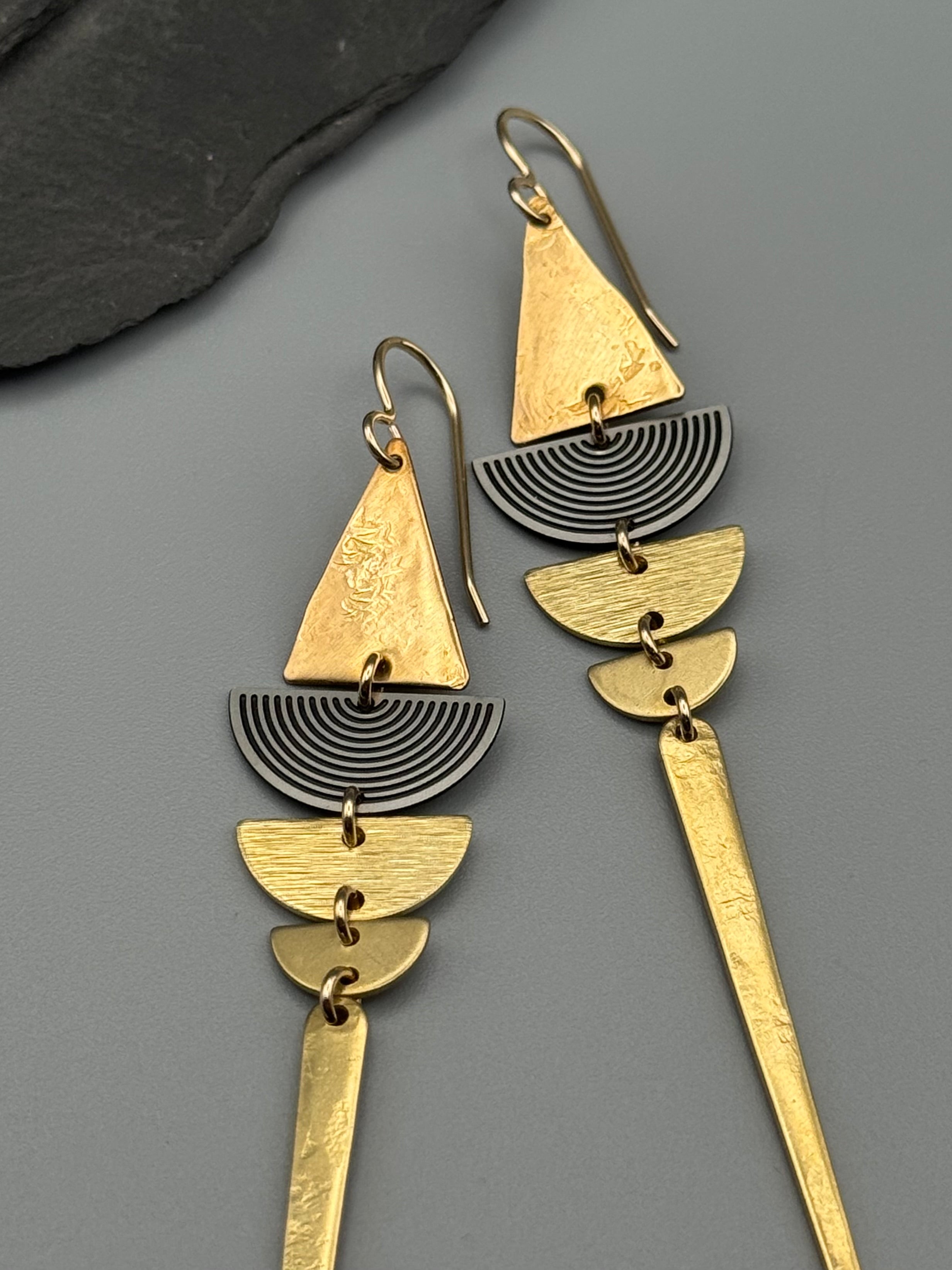 •SHAPE SHIFTER• mixed metal dangle earrings