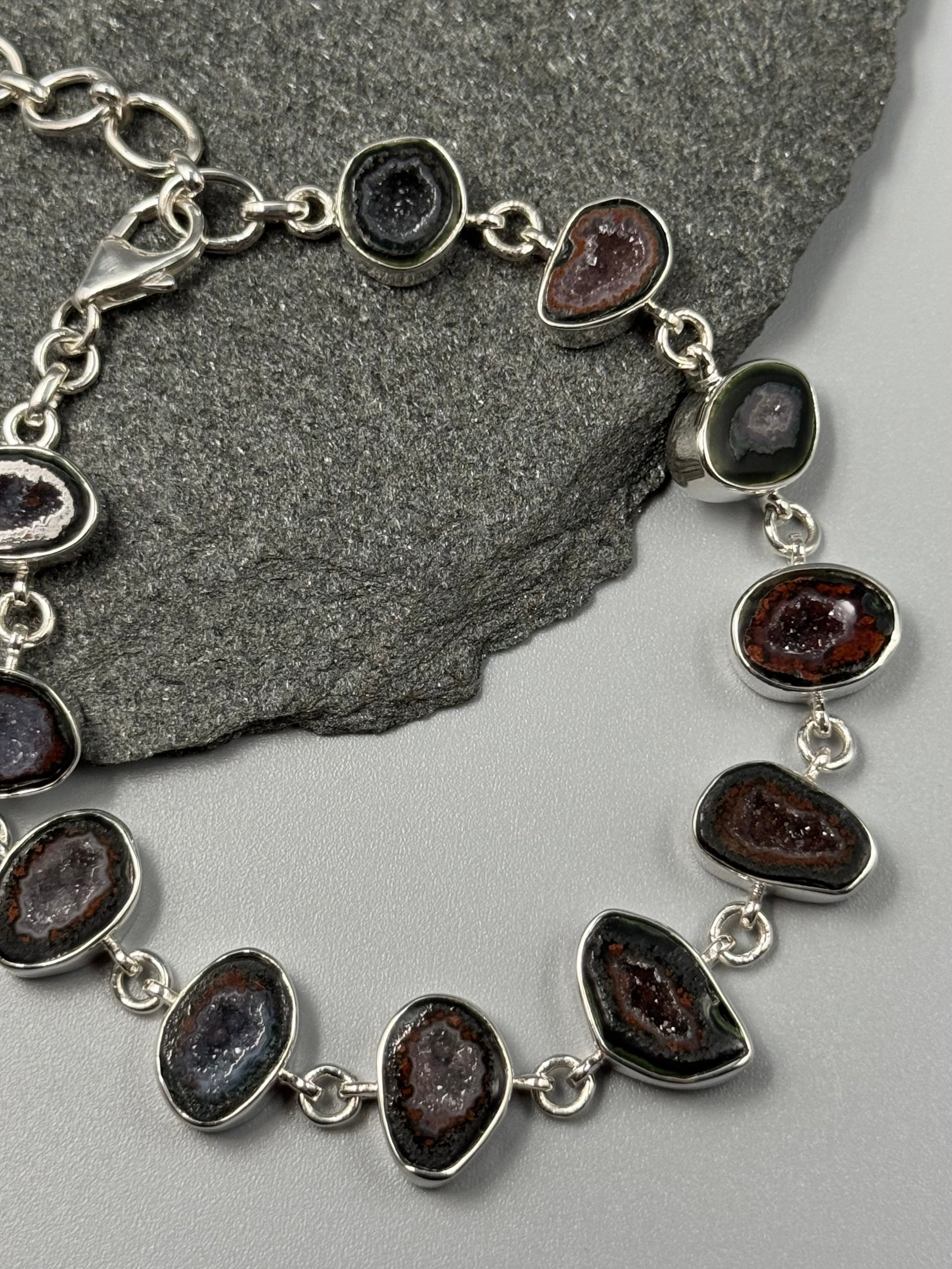 •COCONUT DRUZY• linked silver bracelet (8" - 9.25")