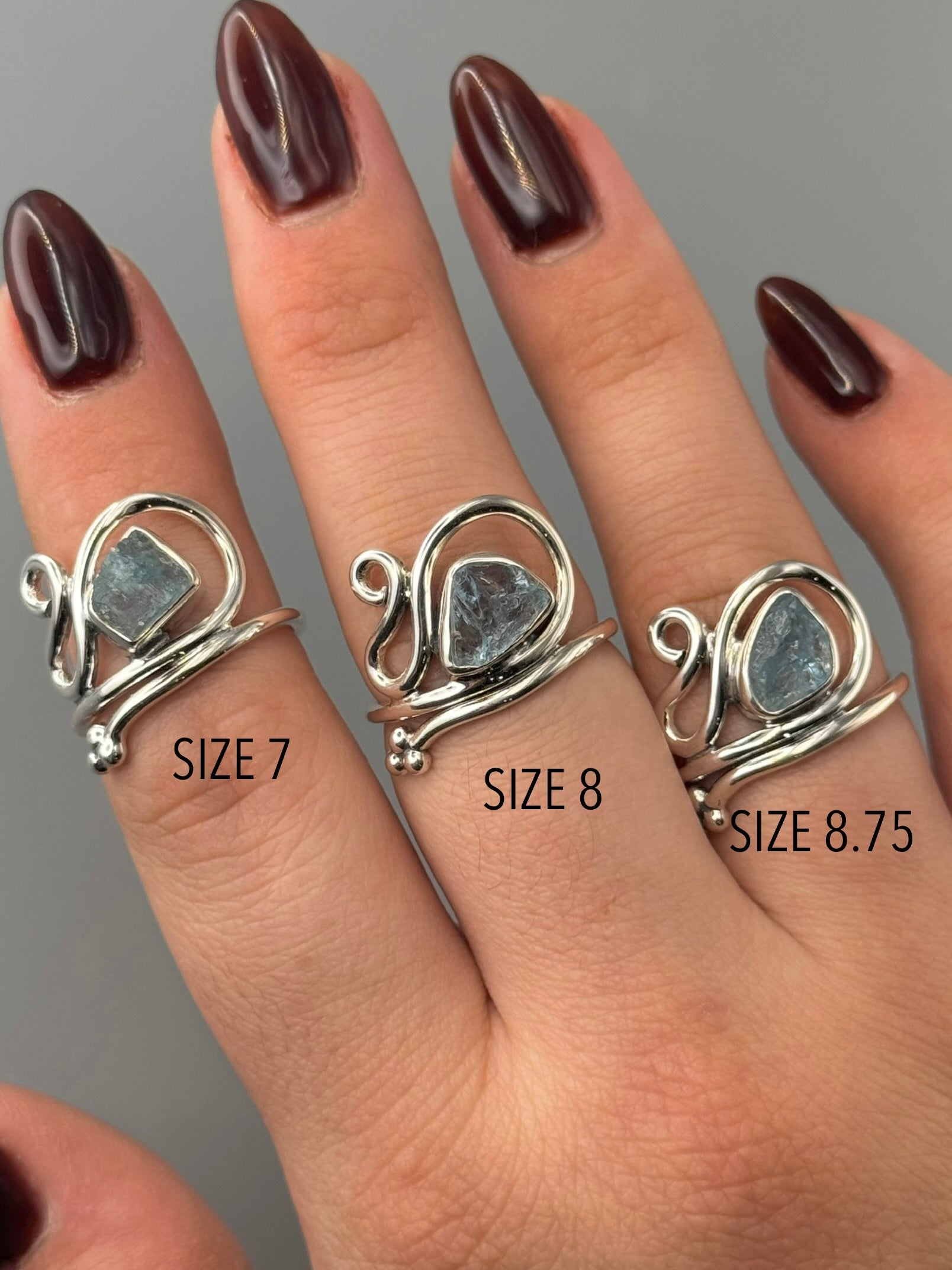 •AQUAMARINE - WHIRLWIND• sterling silver ring (various sizes)
