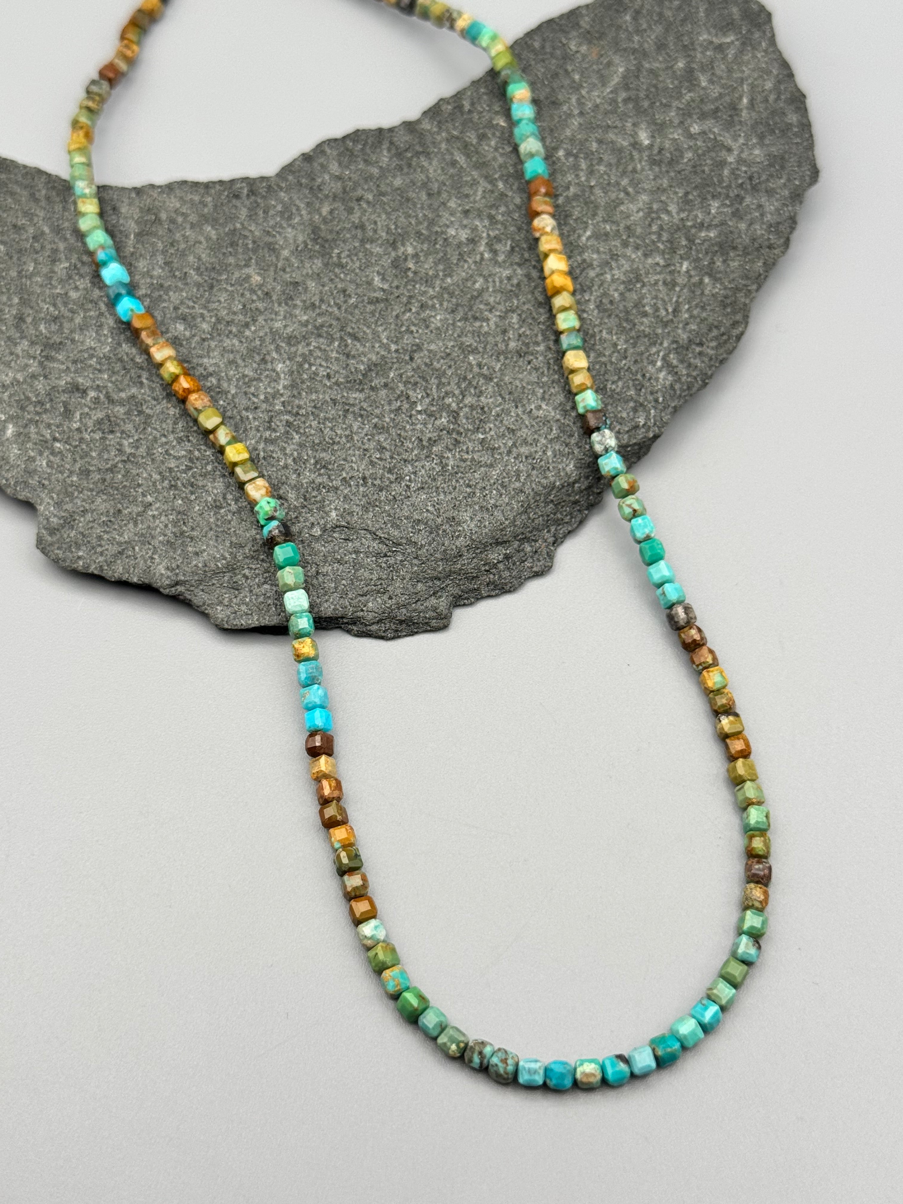 •TURQUOISE - STRAND• silver beaded necklace (16.5" - 17.5" long)