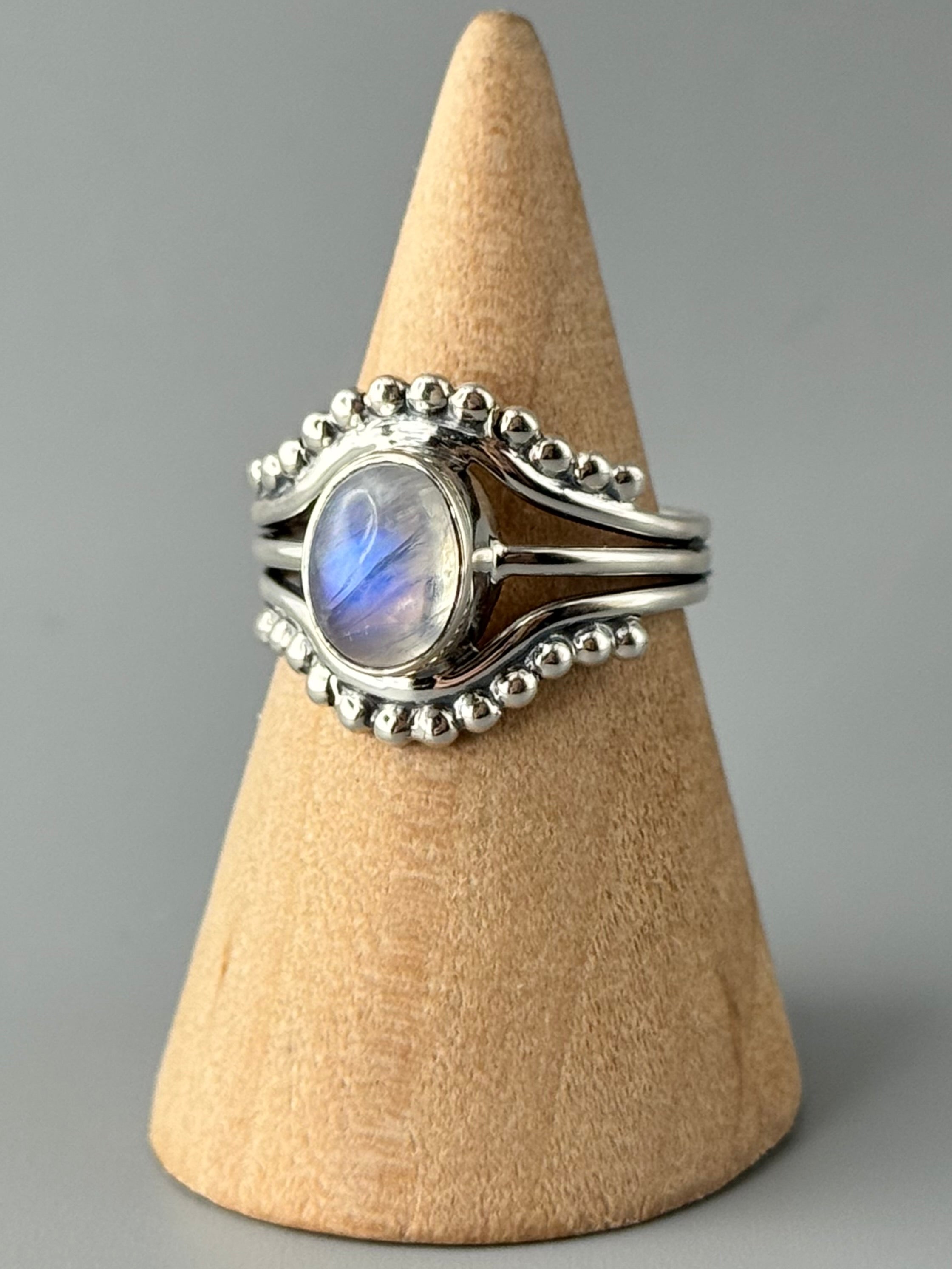•RAINBOW MOONSTONE - EYE OF THE STORM• sterling silver ring (various sizes)