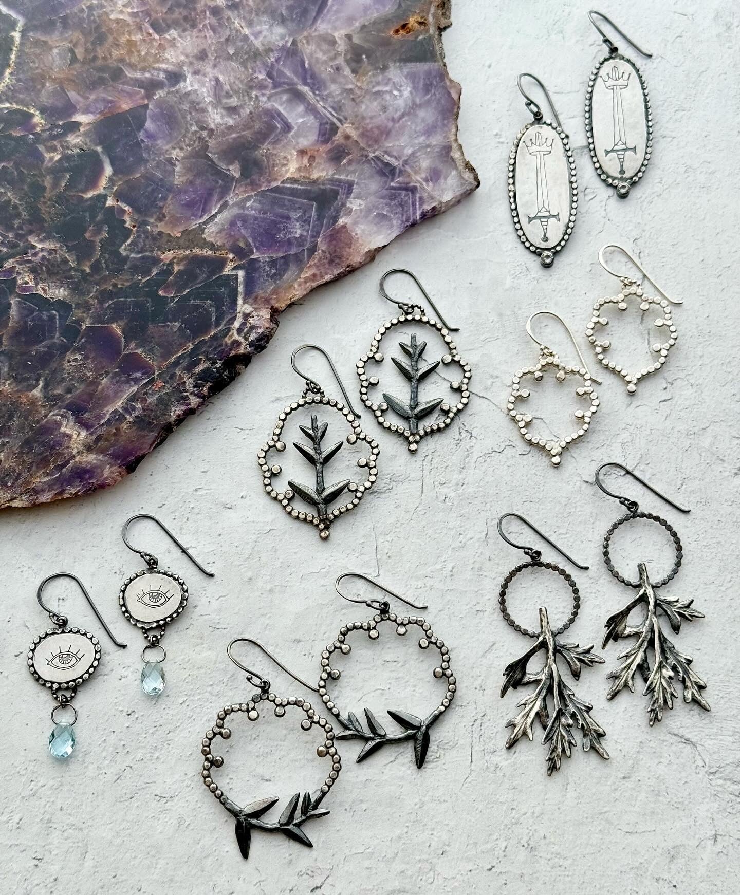 •ACE OF SWORDS• topaz + silver dangle earrings