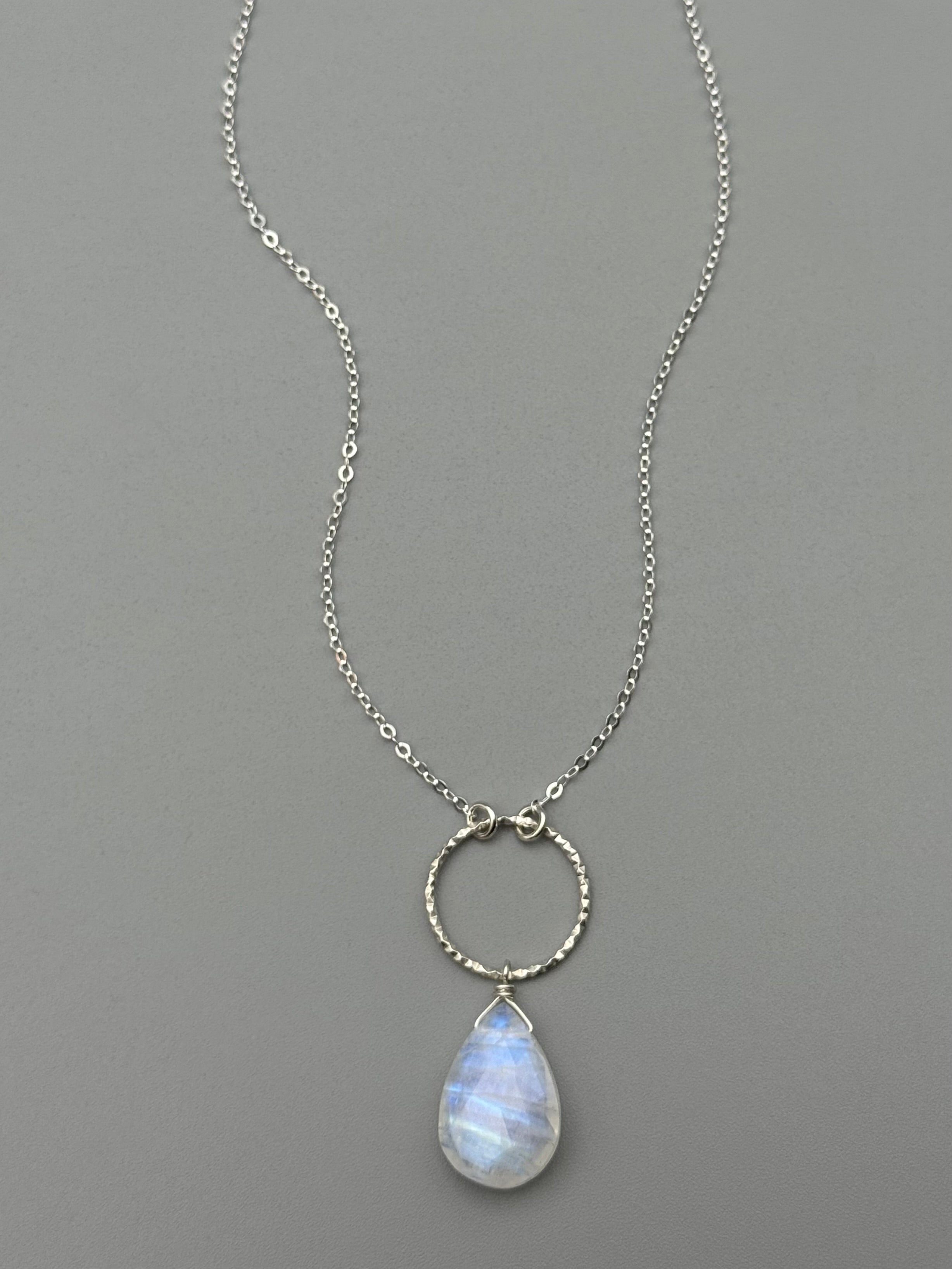 •LUNA• rainbow moonstone + silver necklace (various lengths)