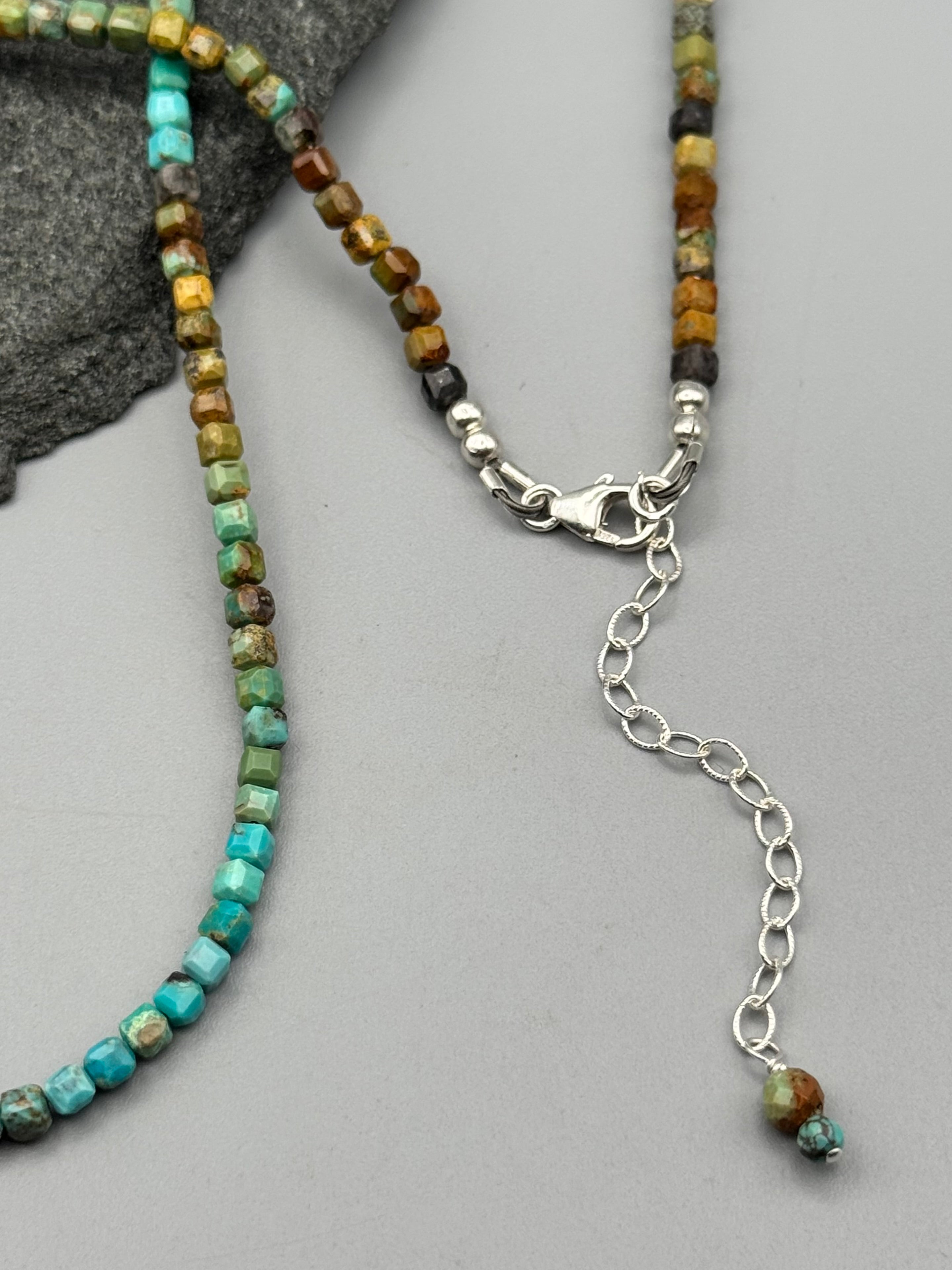 •TURQUOISE - STRAND• silver beaded necklace (16.5" - 17.5" long)