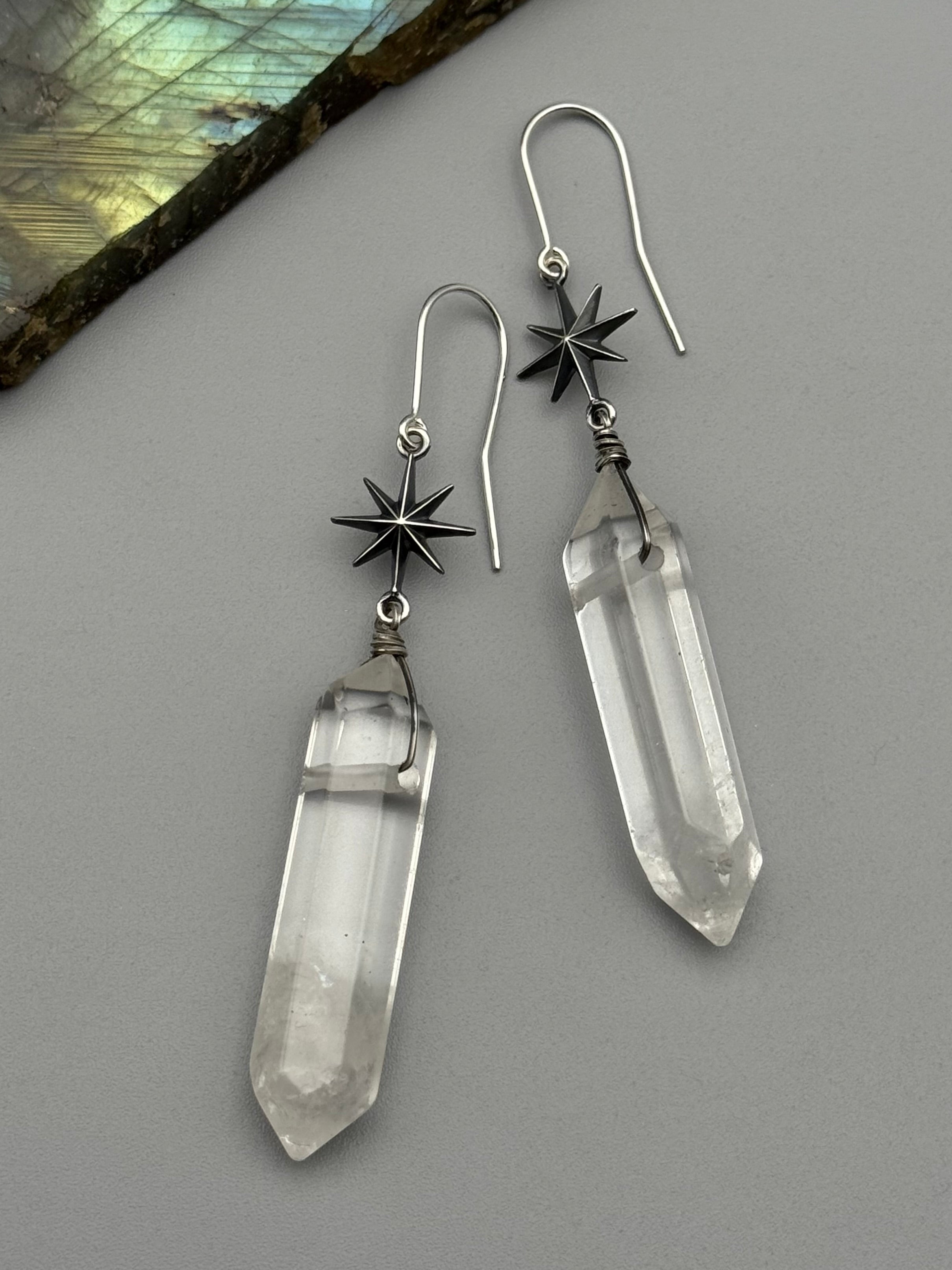 •STAR GAZE• double terminated quartz + silver earrings
