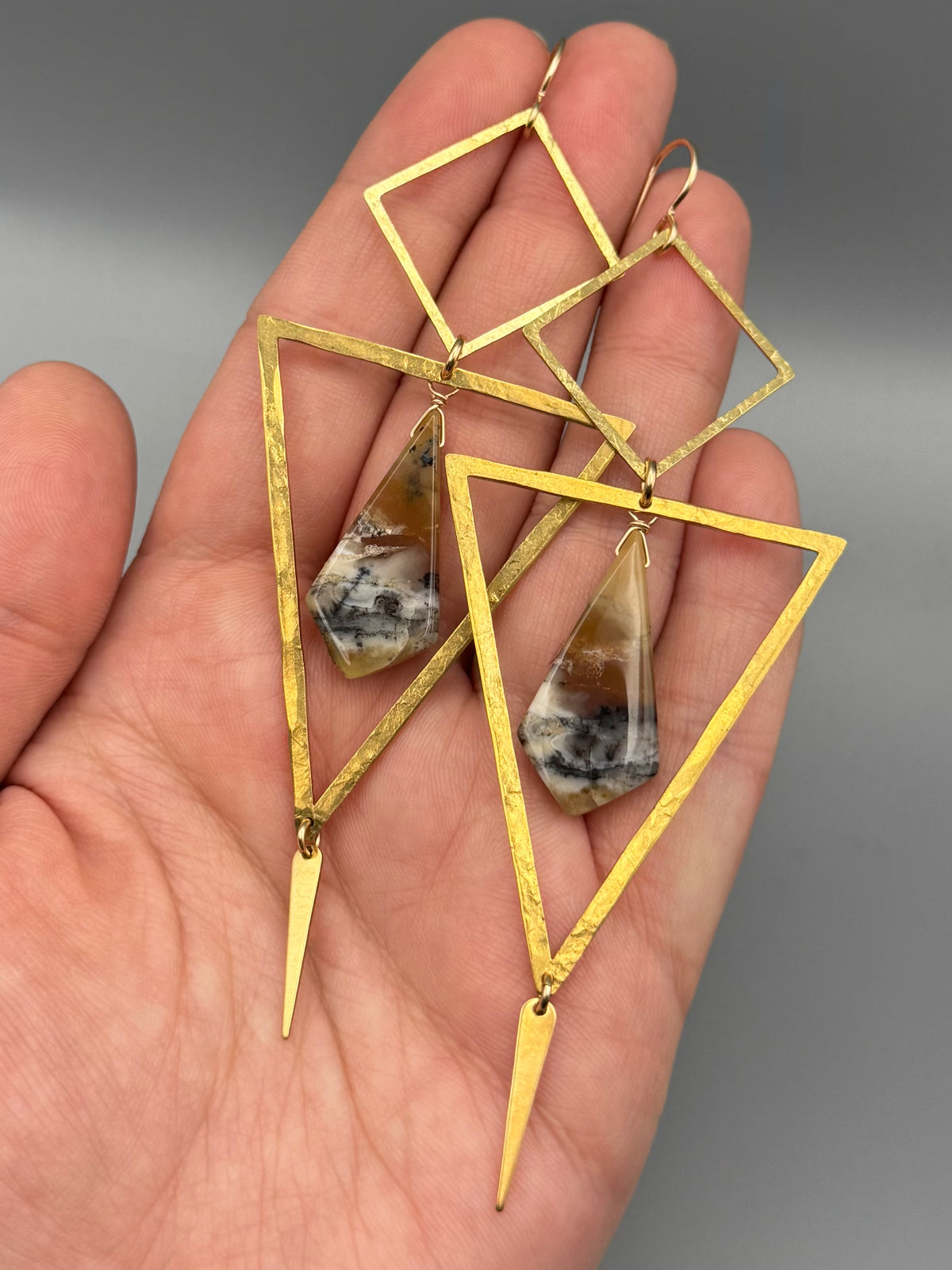 •YIELDING• dendritic opal kite + gold earrings