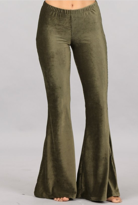 •HENDRIX - OLIVE• velvety corduroy bell bottoms