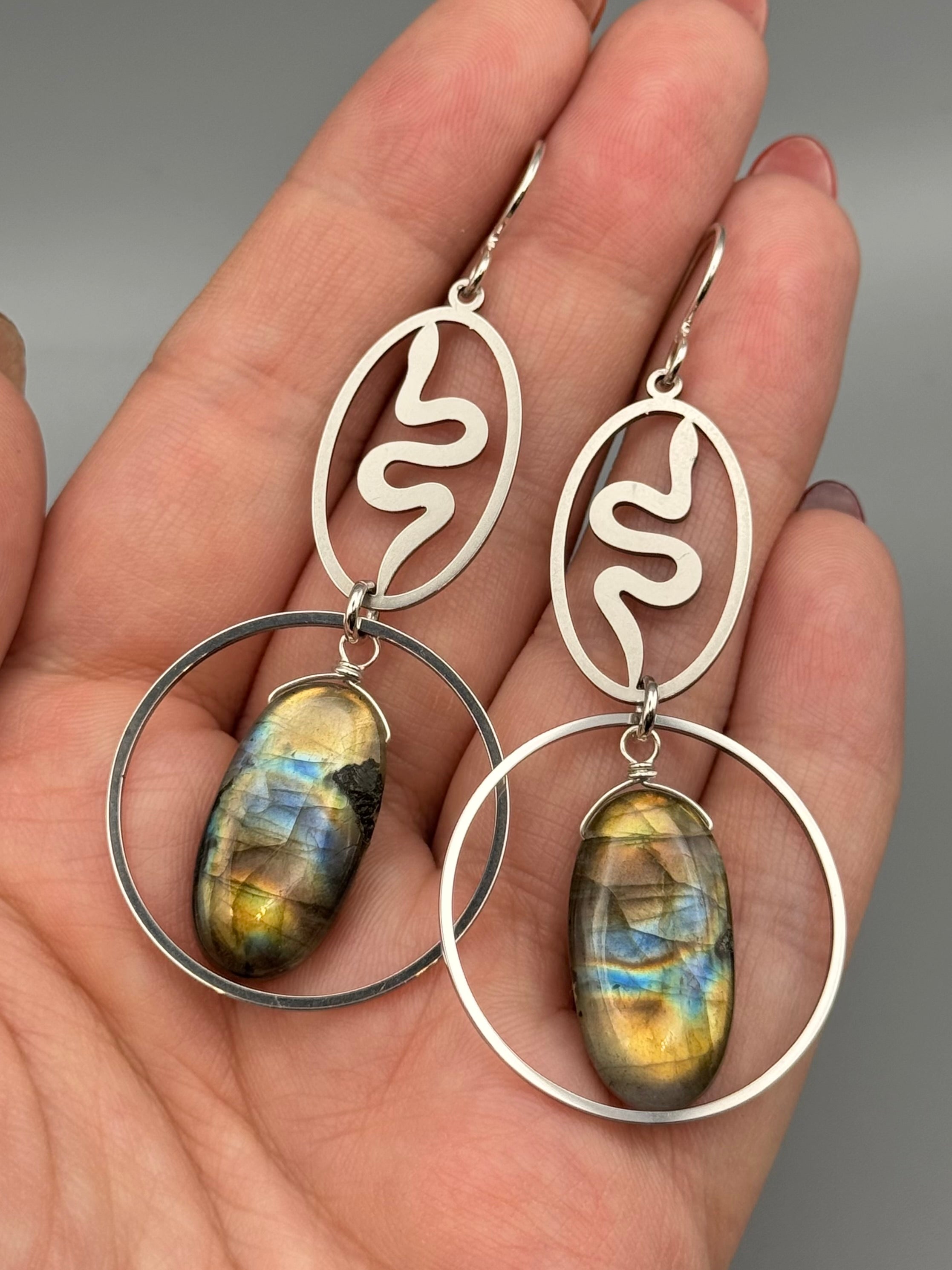 •SLITHER• labradorite oval + silver earrings