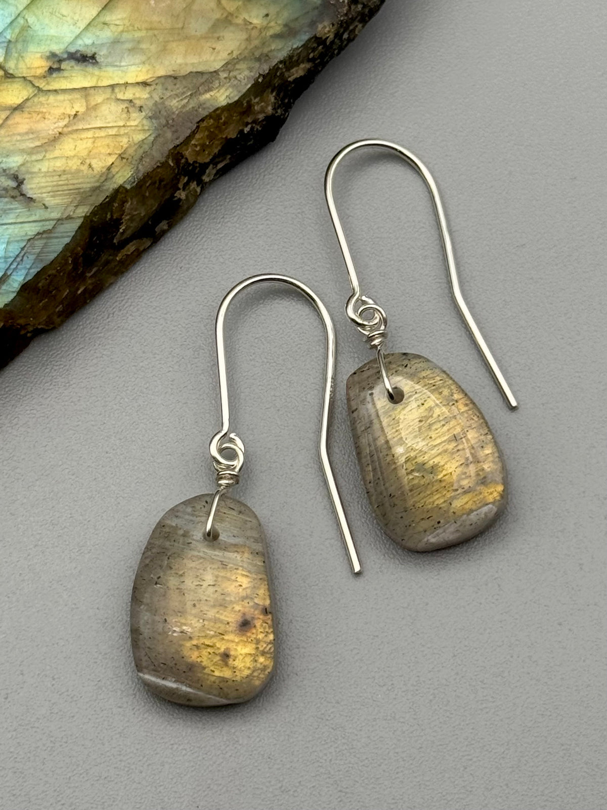 •STRAY• golden labradorite + silver earrings