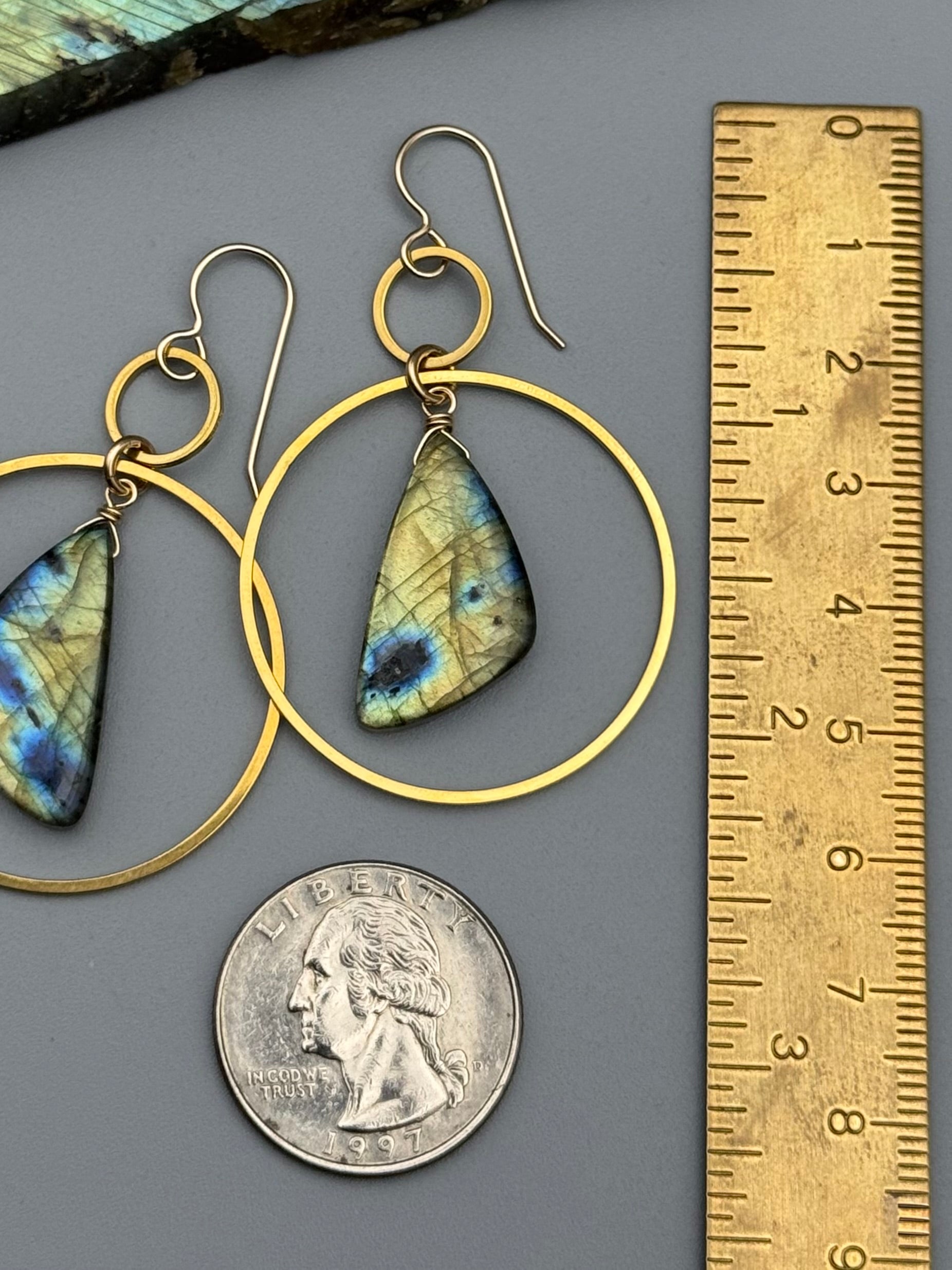 •EQUA-LUNA• labradorite wing + gold earrings
