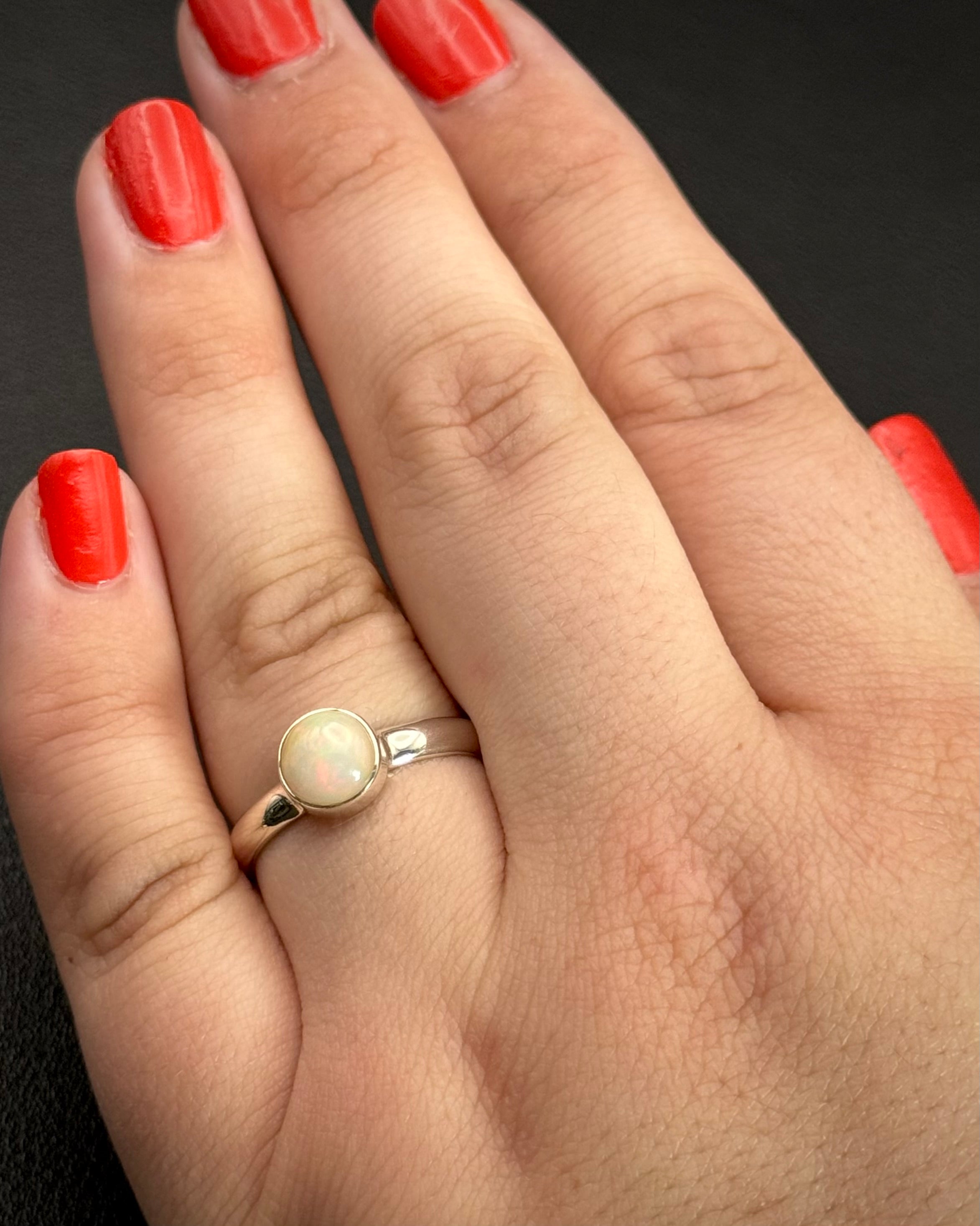 •ETHIOPIAN OPAL - SMALL CIRCLE• silver ring (size 9)
