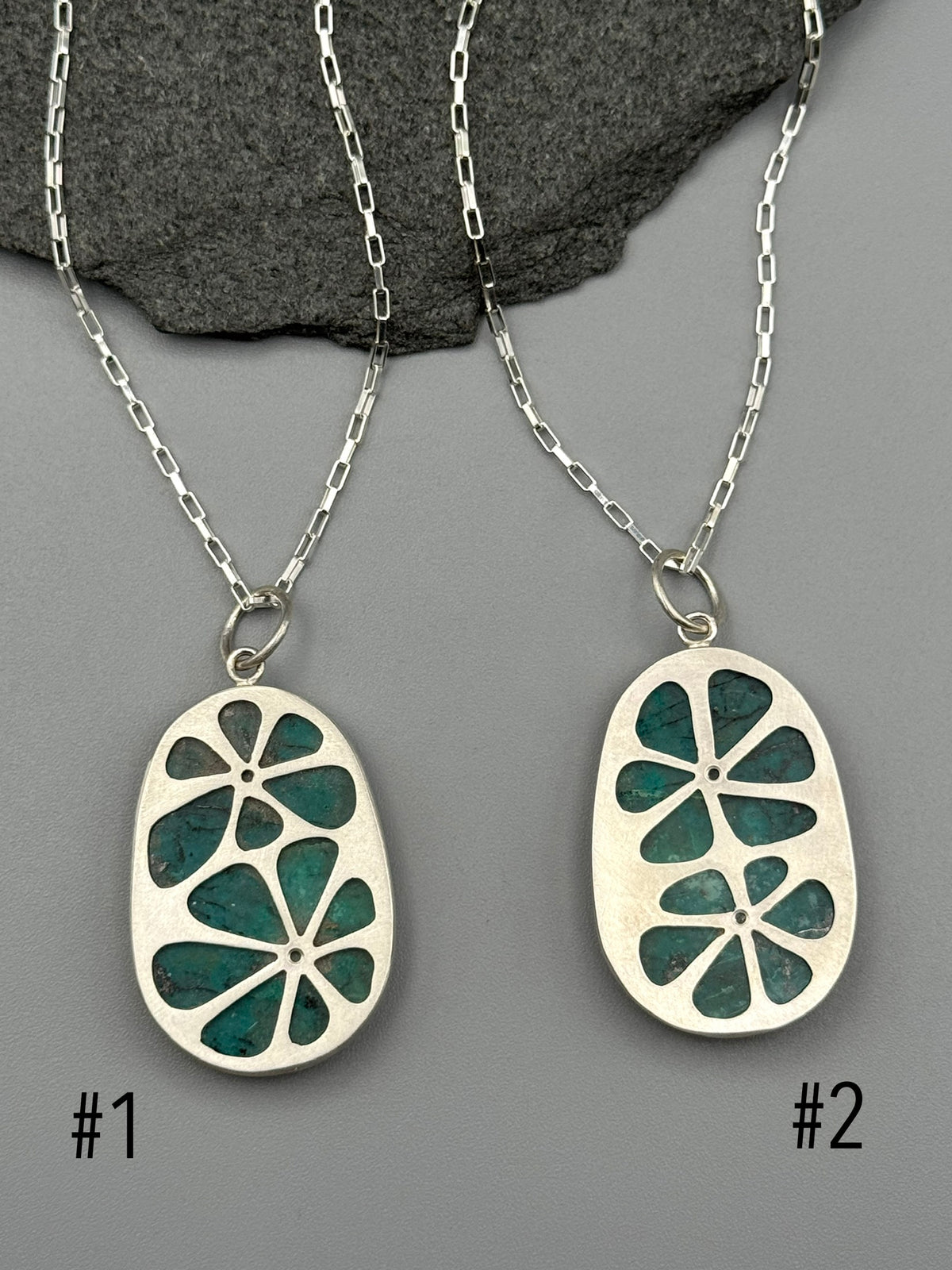•MOD FLORA• chrysocolla + silver necklace (18" - 21" long)