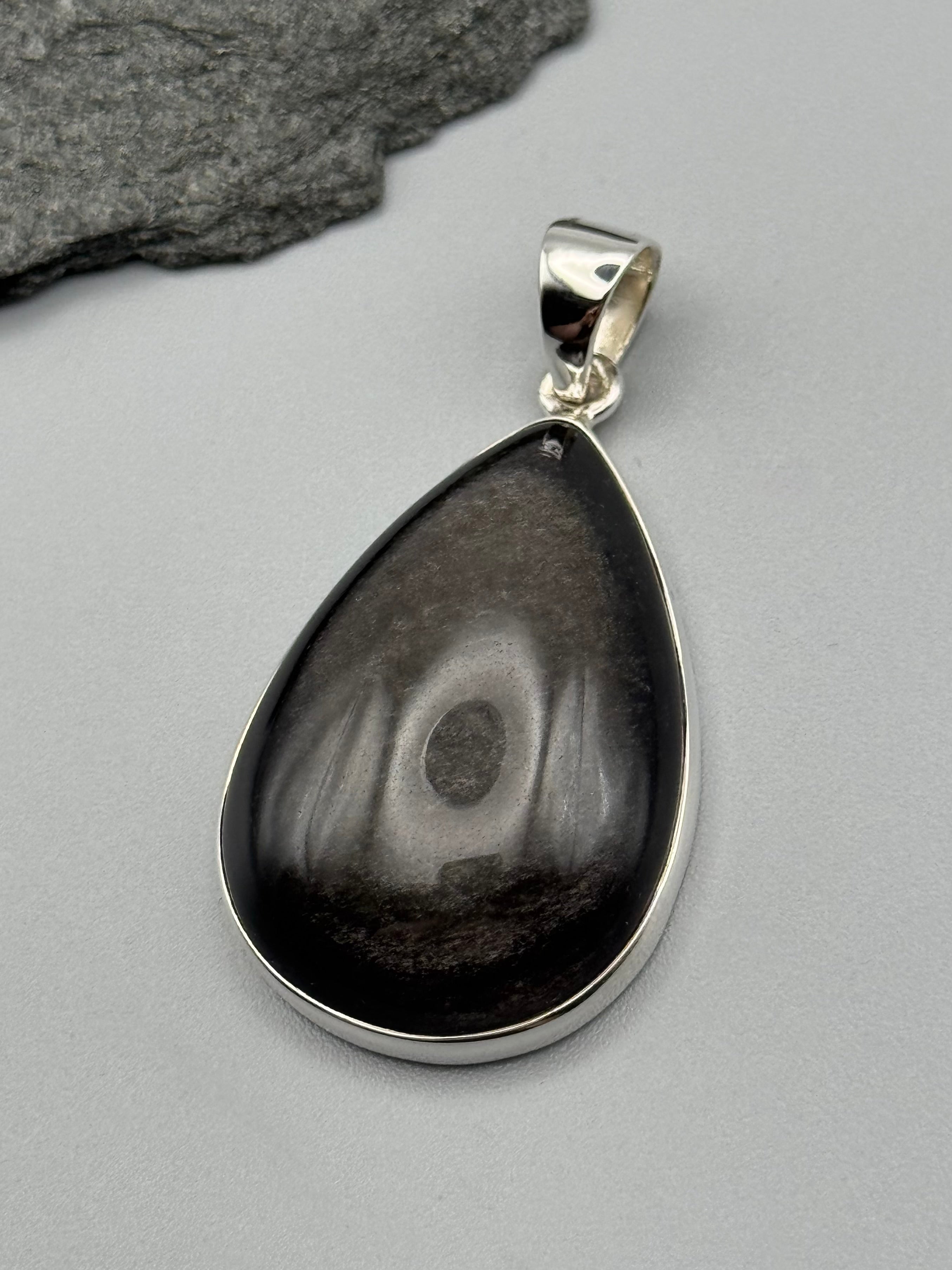 •GOLD SHEEN OBSIDIAN - TEAR• sterling silver pendant