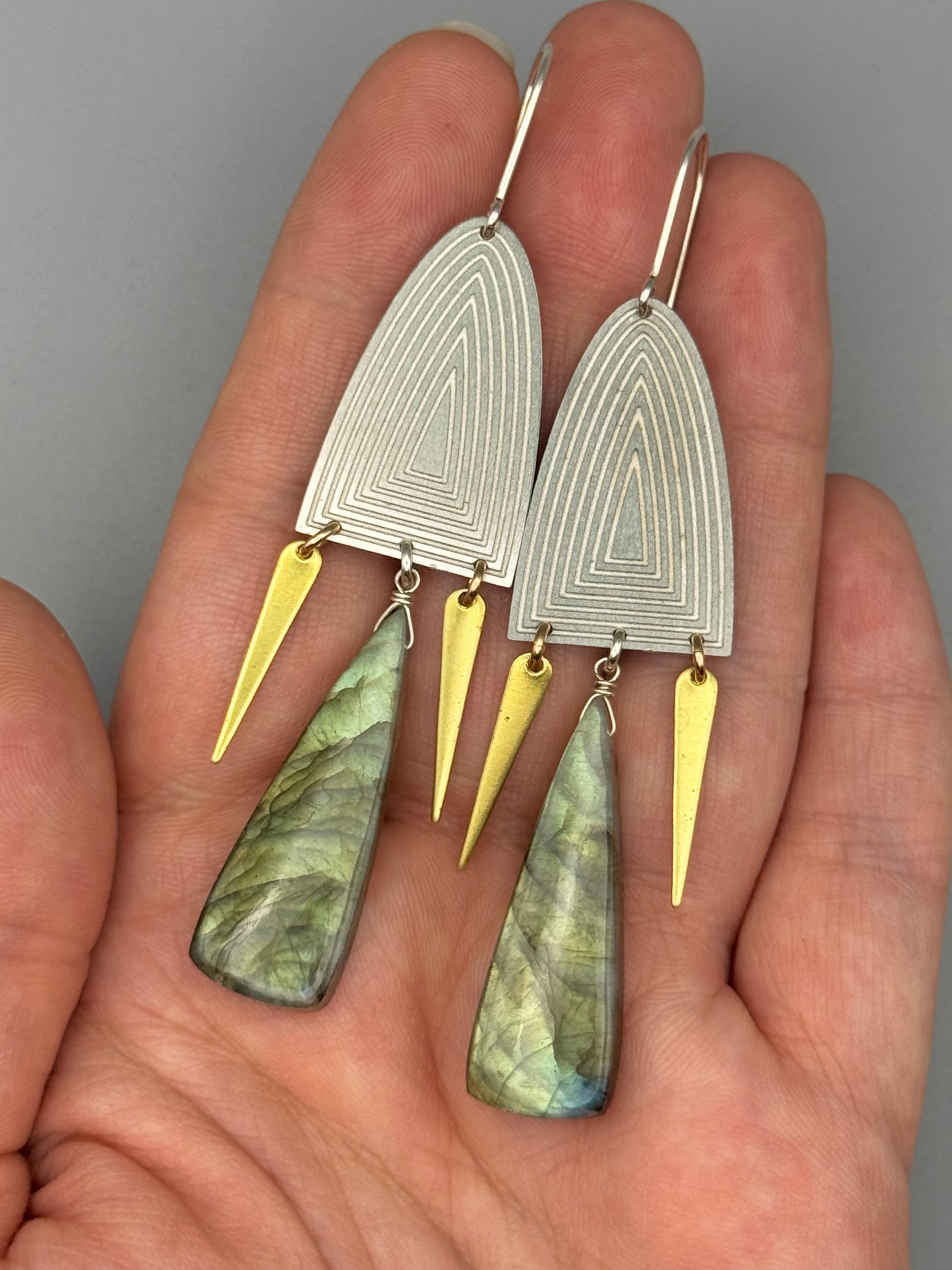 •PORTAL DANCE• labradorite + mixed metal earrings