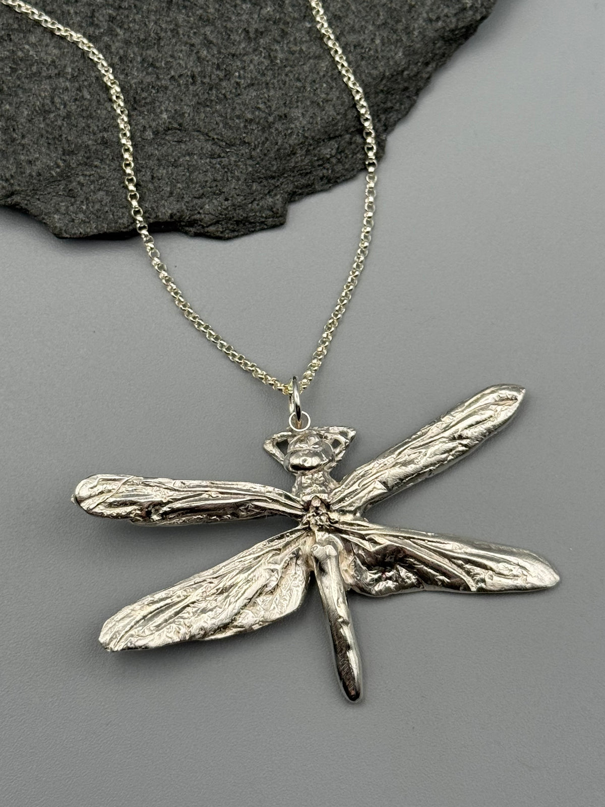 •DAMSELFLY• silver cast necklace (18" - 21" long)
