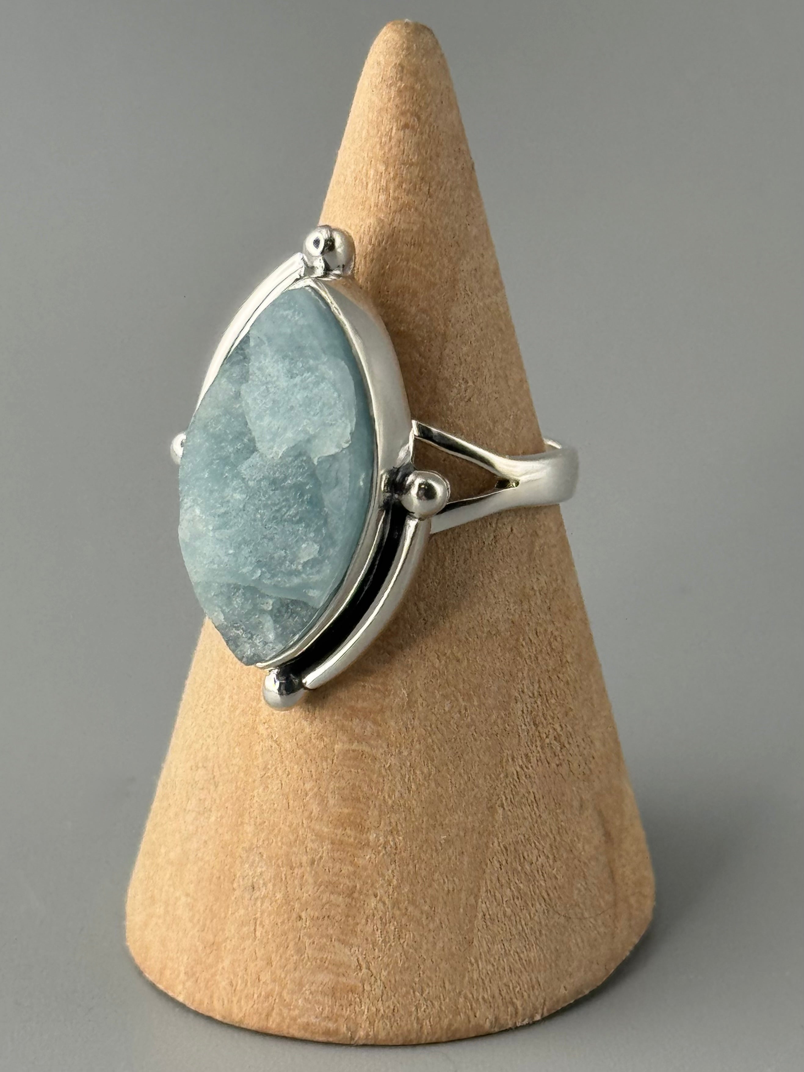•AQUAMARINE - BARBELLS• sterling silver ring (various sizes)