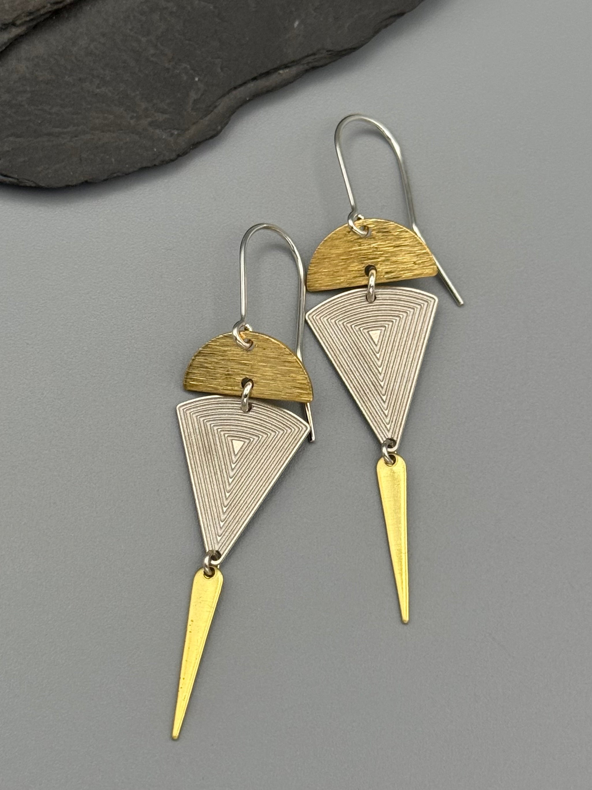 •SHAPE SHIFTER• mixed metal dangle earrings