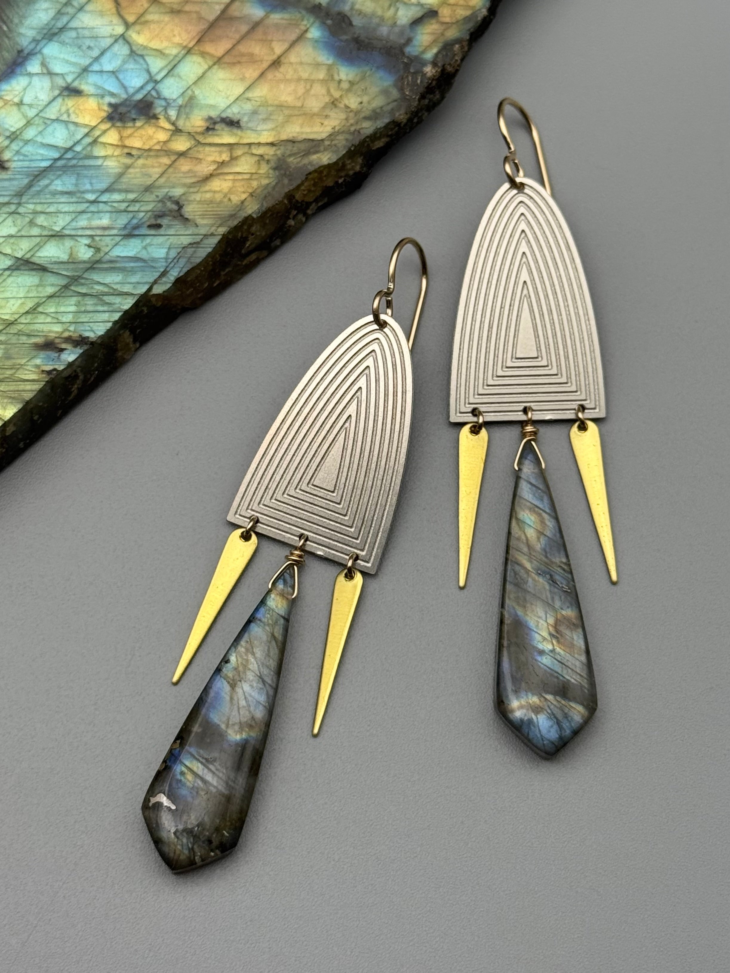 •PORTAL DANCE• labradorite + mixed metal earrings
