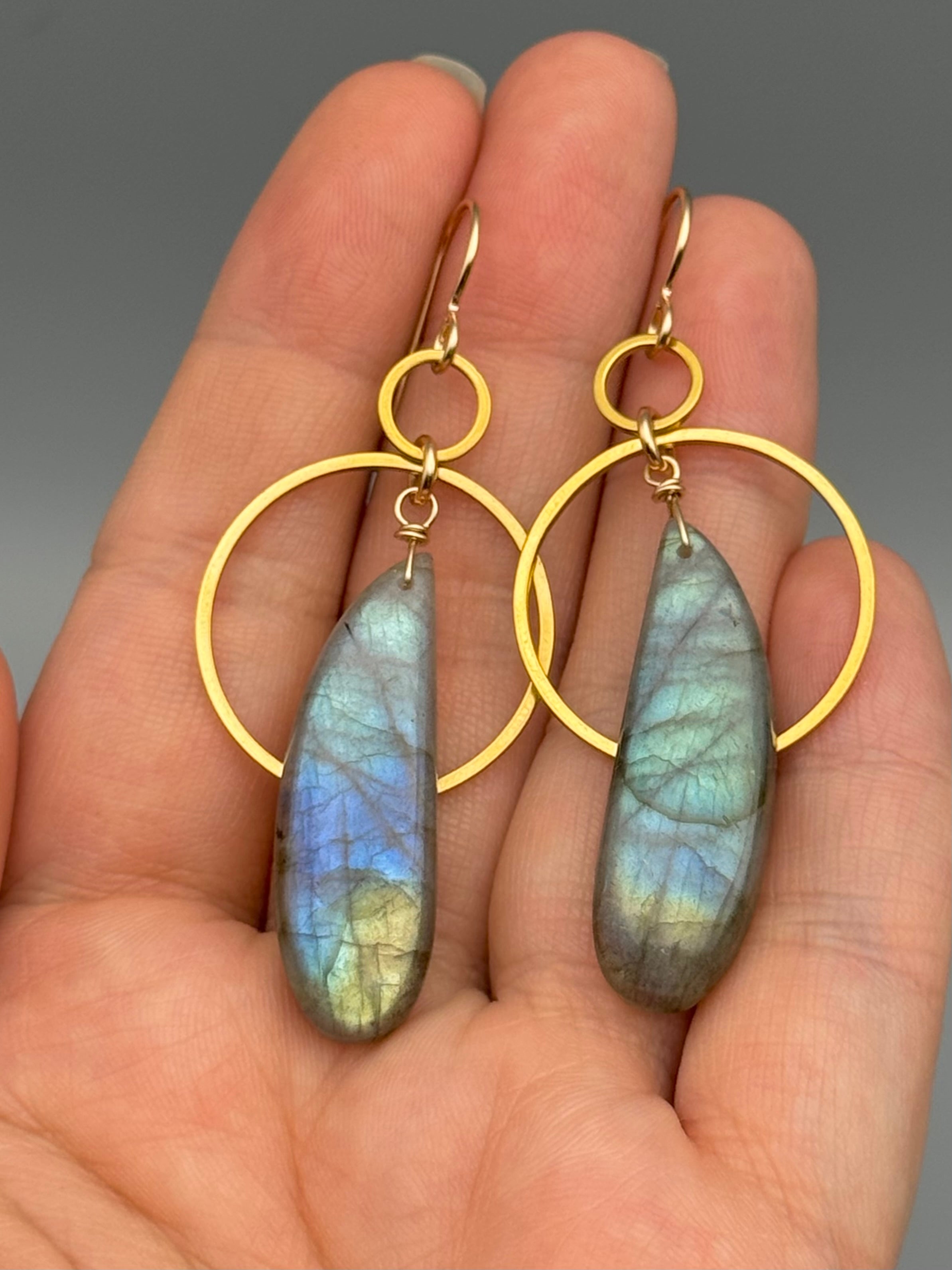 •EQUA-ORBIT• labradorite wing + gold earrings