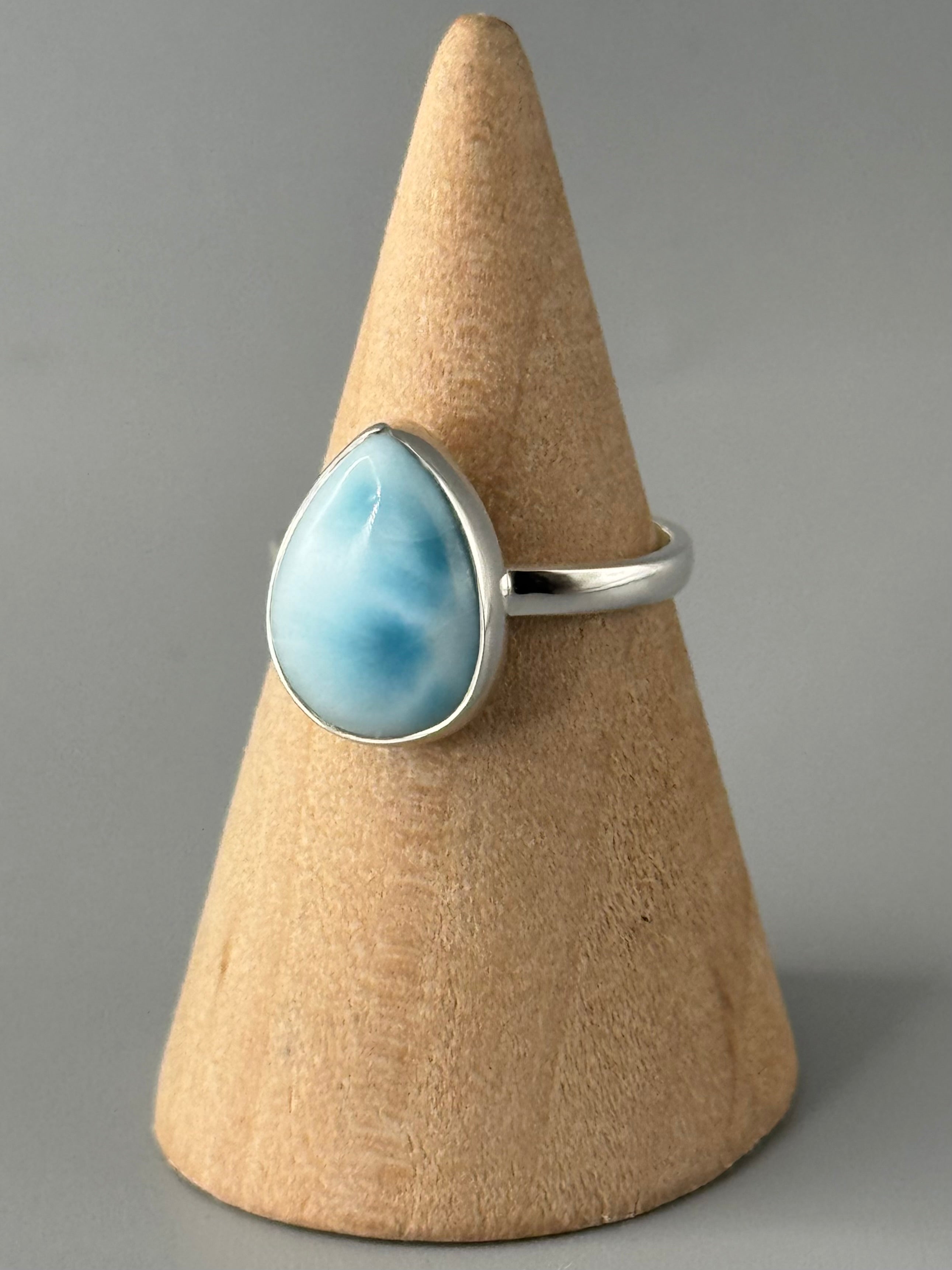 •LARIMAR - TEAR• sterling silver ring (size 7)