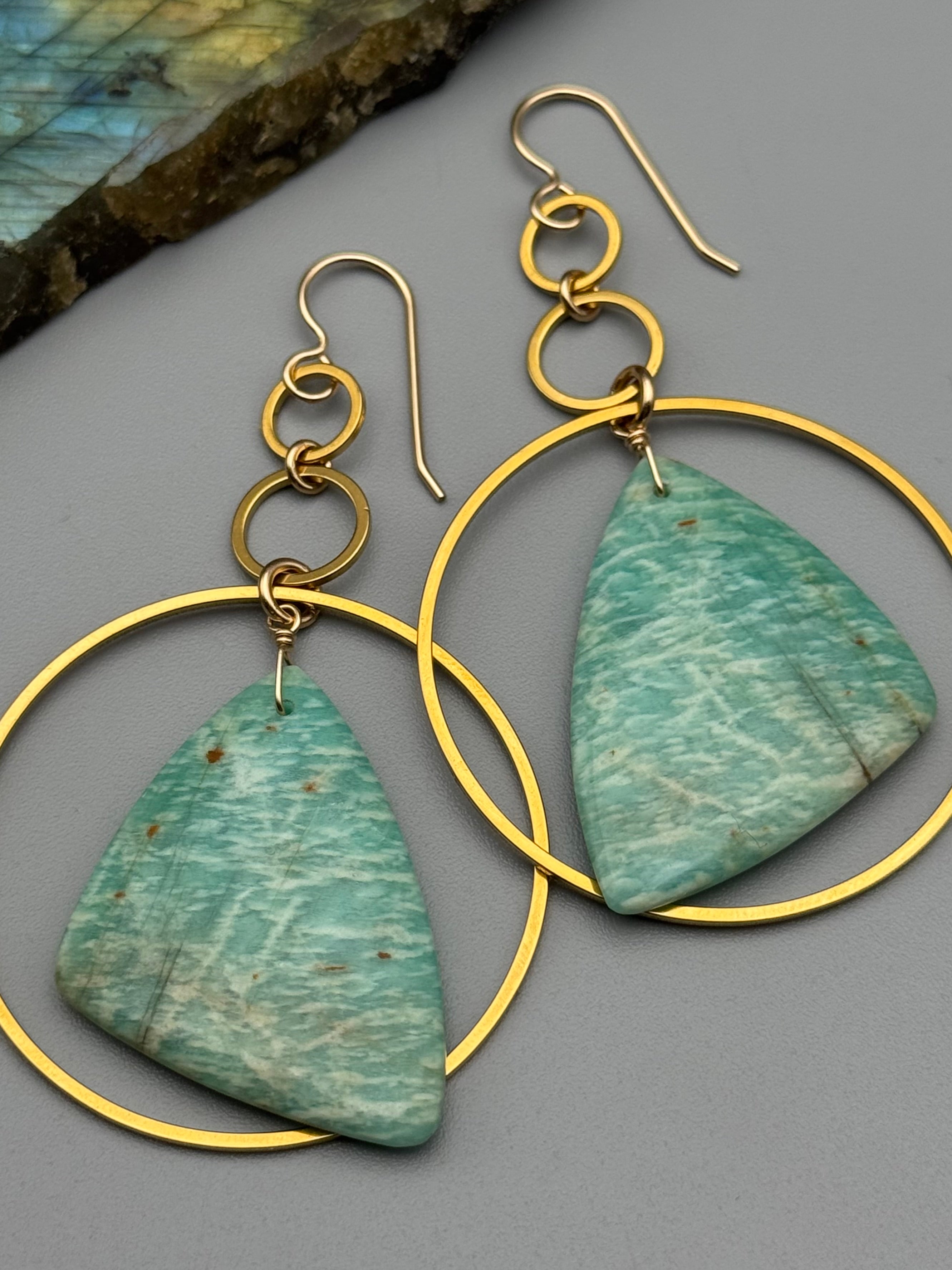 •EQUA LUNA• amazonite wing + gold earrings
