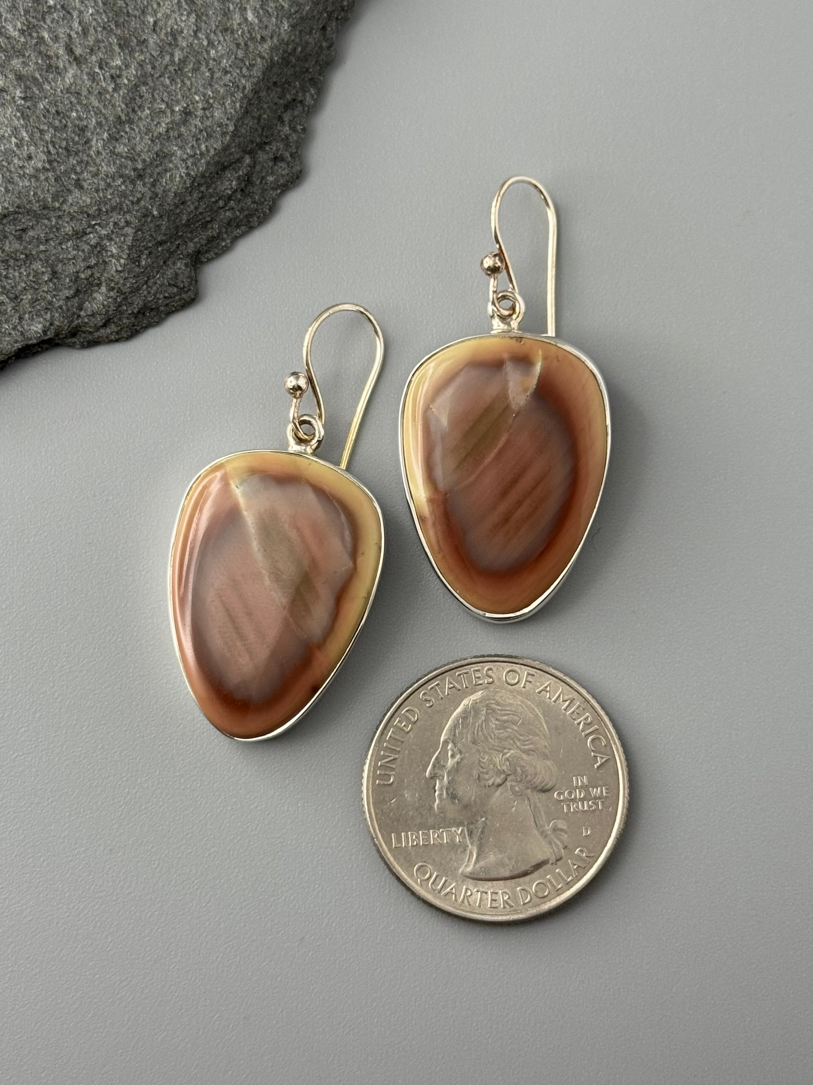 •IMPERIAL JASPER - ROUNDED SPEAR TEAR• silver dangle earrings