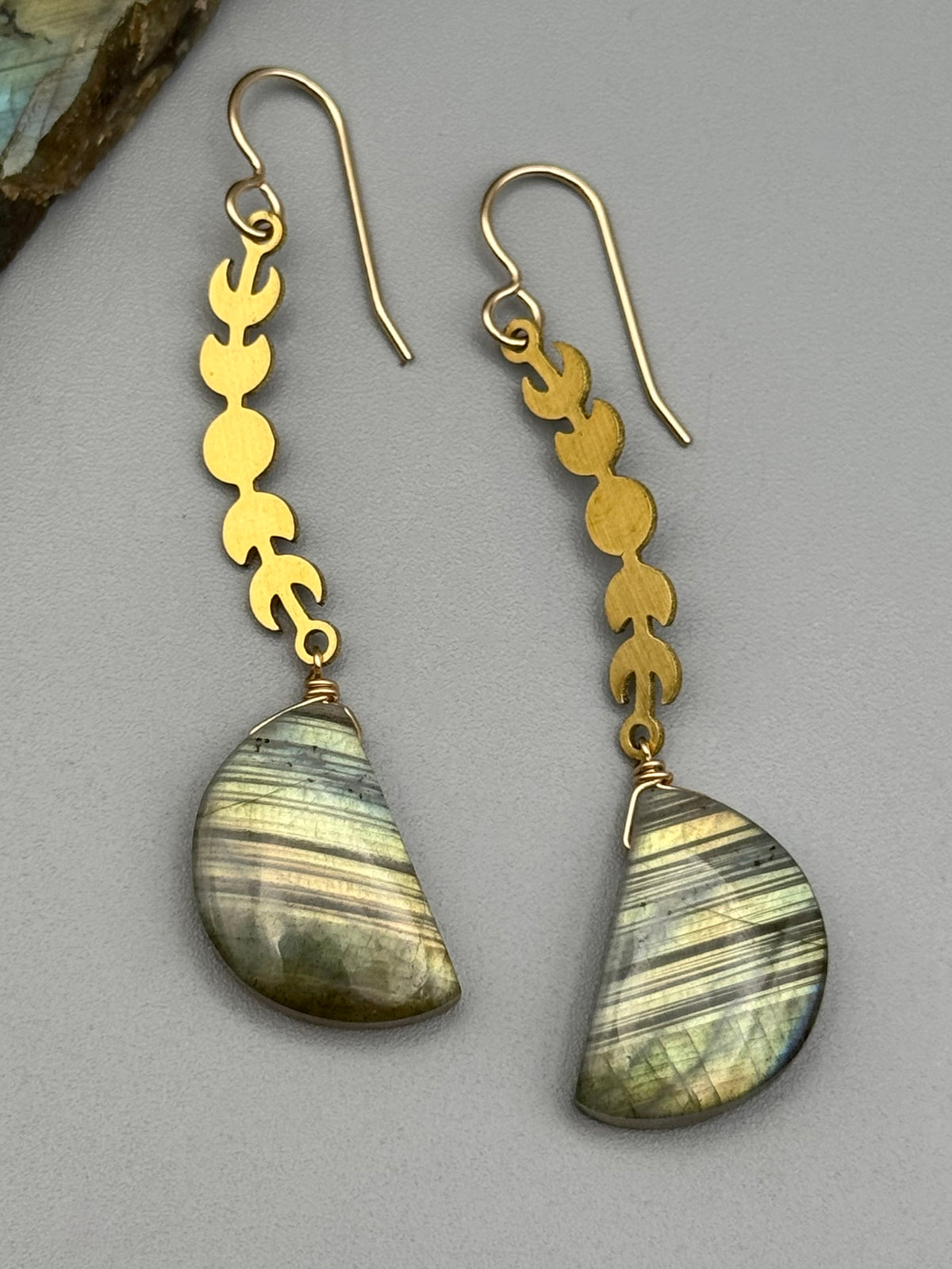 •MOONBEND• golden labradorite + gold earrings