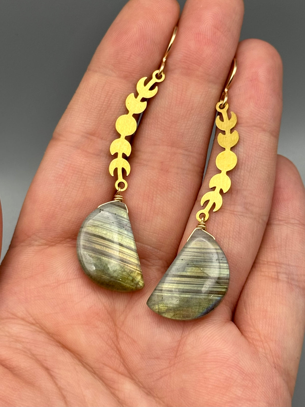 •MOONBEND• golden labradorite + gold earrings