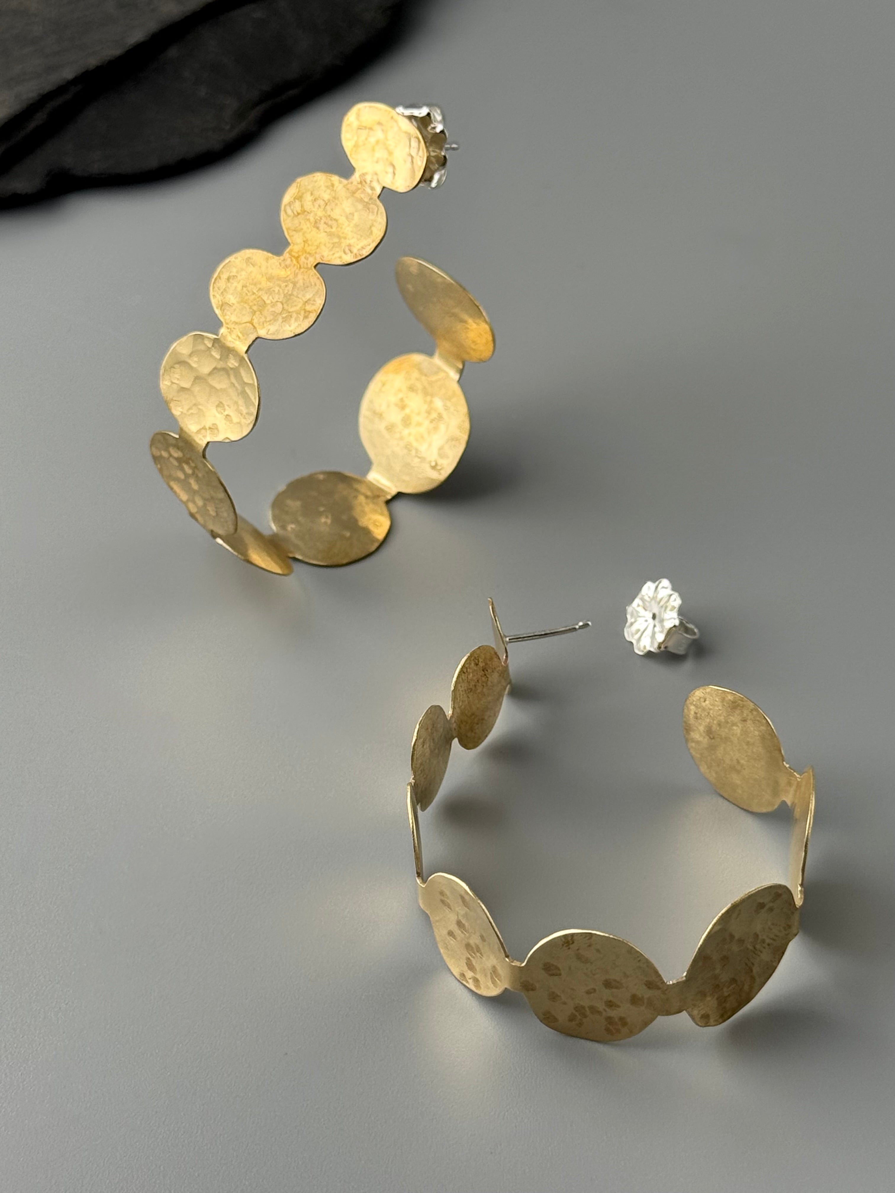 •DOTTED STRAND• brass hoop earrings