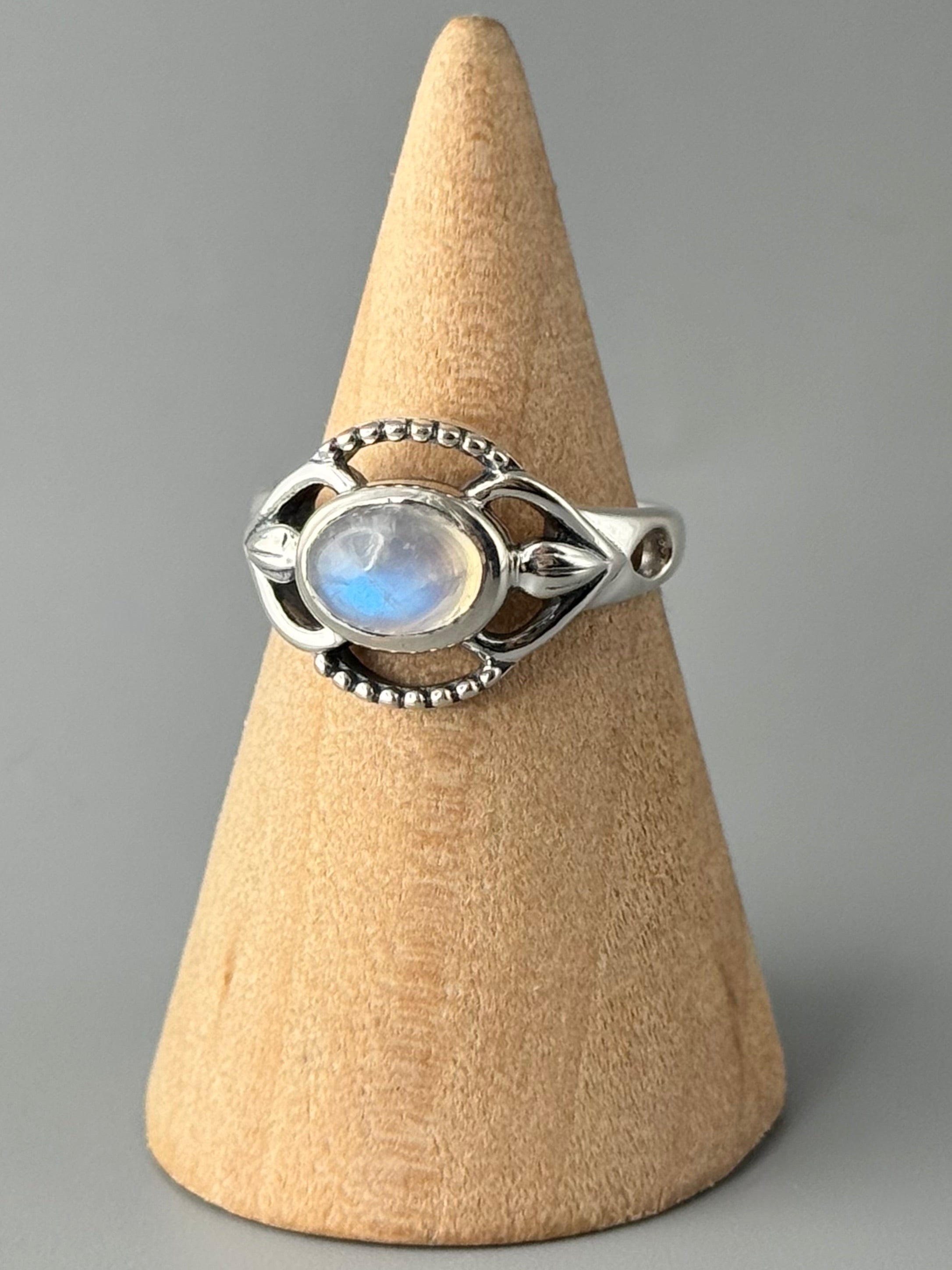 •RAINBOW MOONSTONE - ADORNED• sterling silver ring (various sizes)
